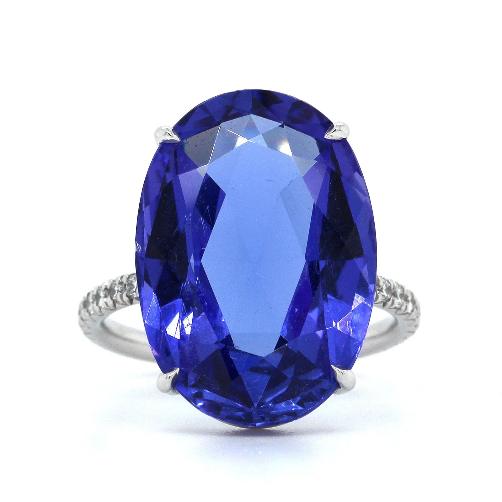 Eclat Jewels 18K White Gold Oval Tanzanite Diamond Ring - Image 5