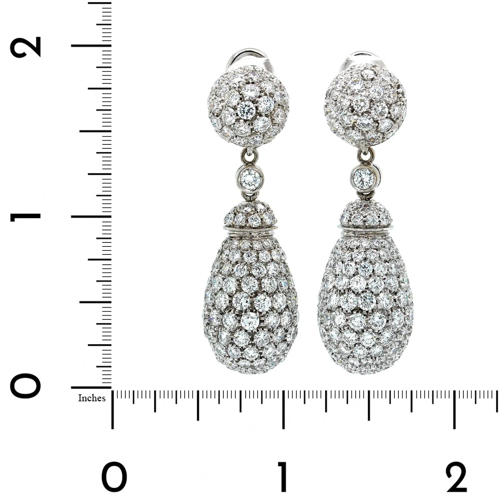 Eclat Jewels 18K White Gold Pave Dome Dangle Earrings - Image 2