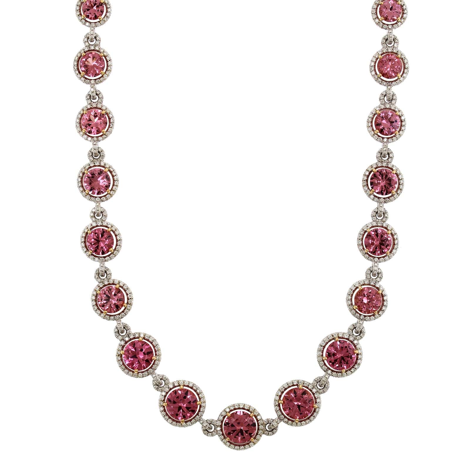 Eclat Jewels 18K White Gold Pink Spinel & Diamond Collar Necklace - Image 4