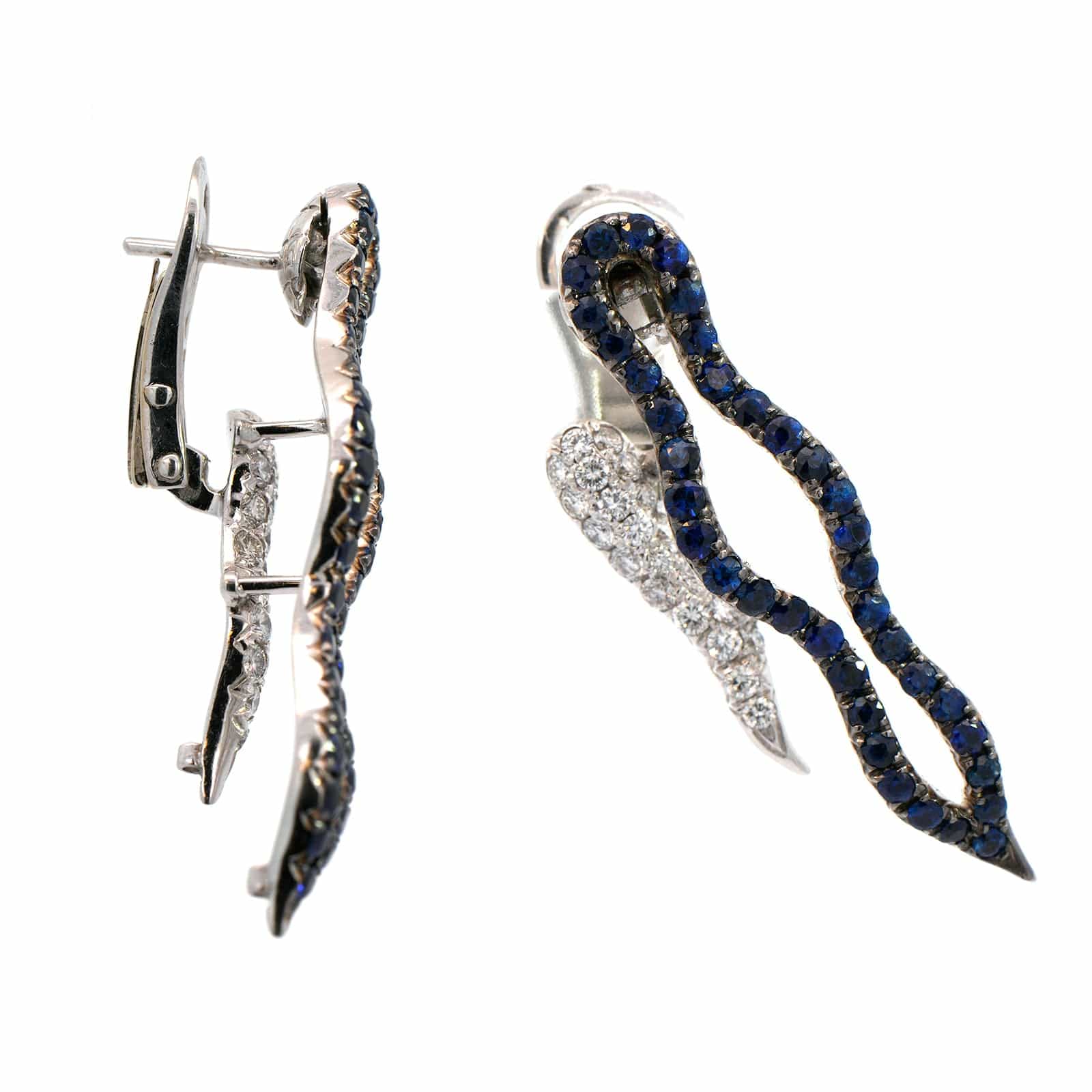 Eclat Jewels 18K White Gold Sapphire and Diamond Necklace Earring Set - Image 2