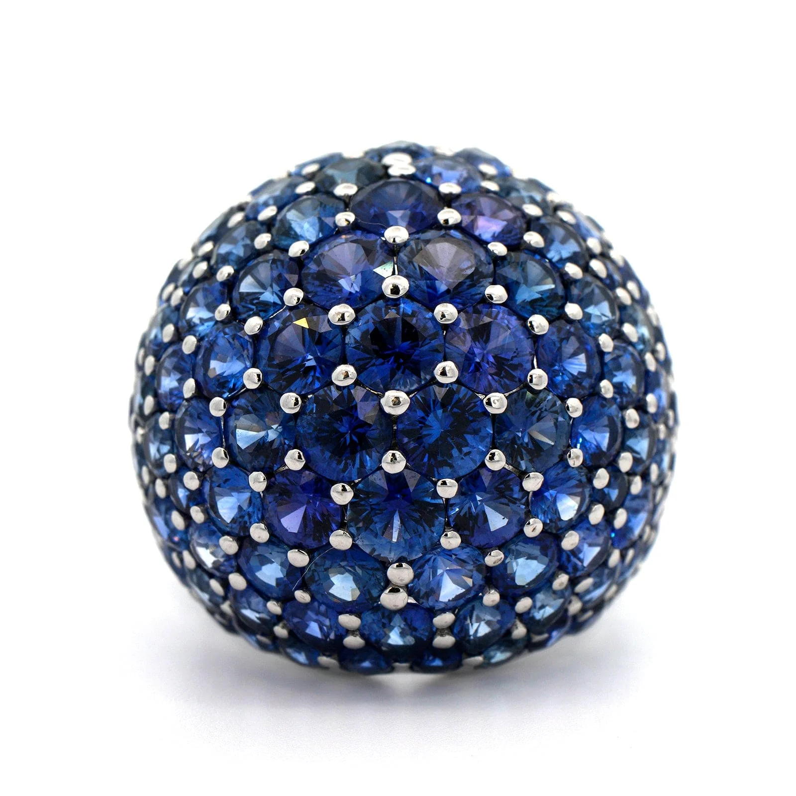 Eclat Jewels 18K White Gold Sapphire Bombe Ring - Image 4