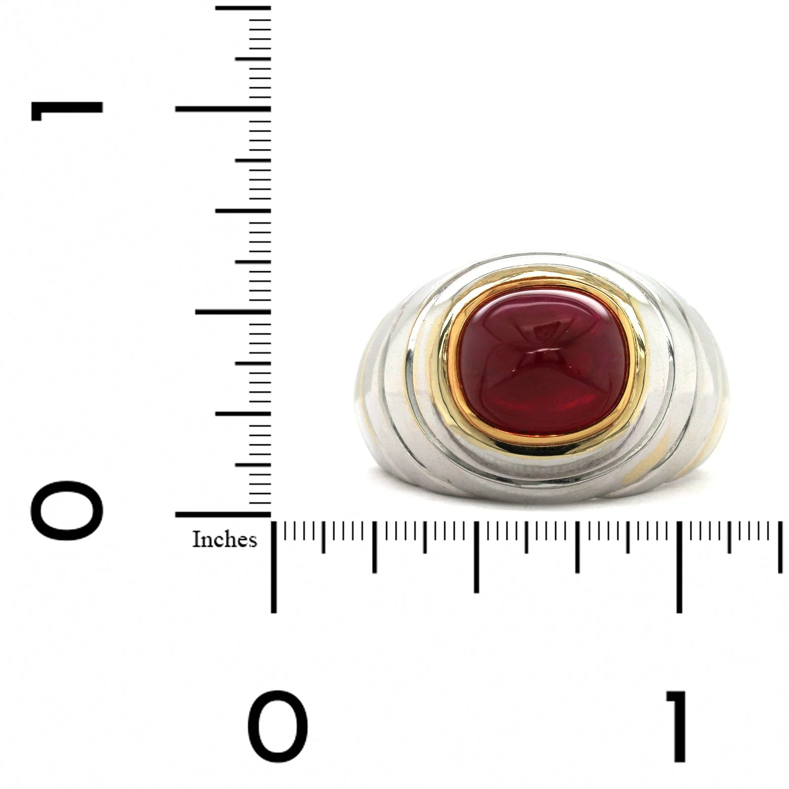 Eclat Jewels 18K White Gold Wide Cabochon Ruby Ring - Image 3