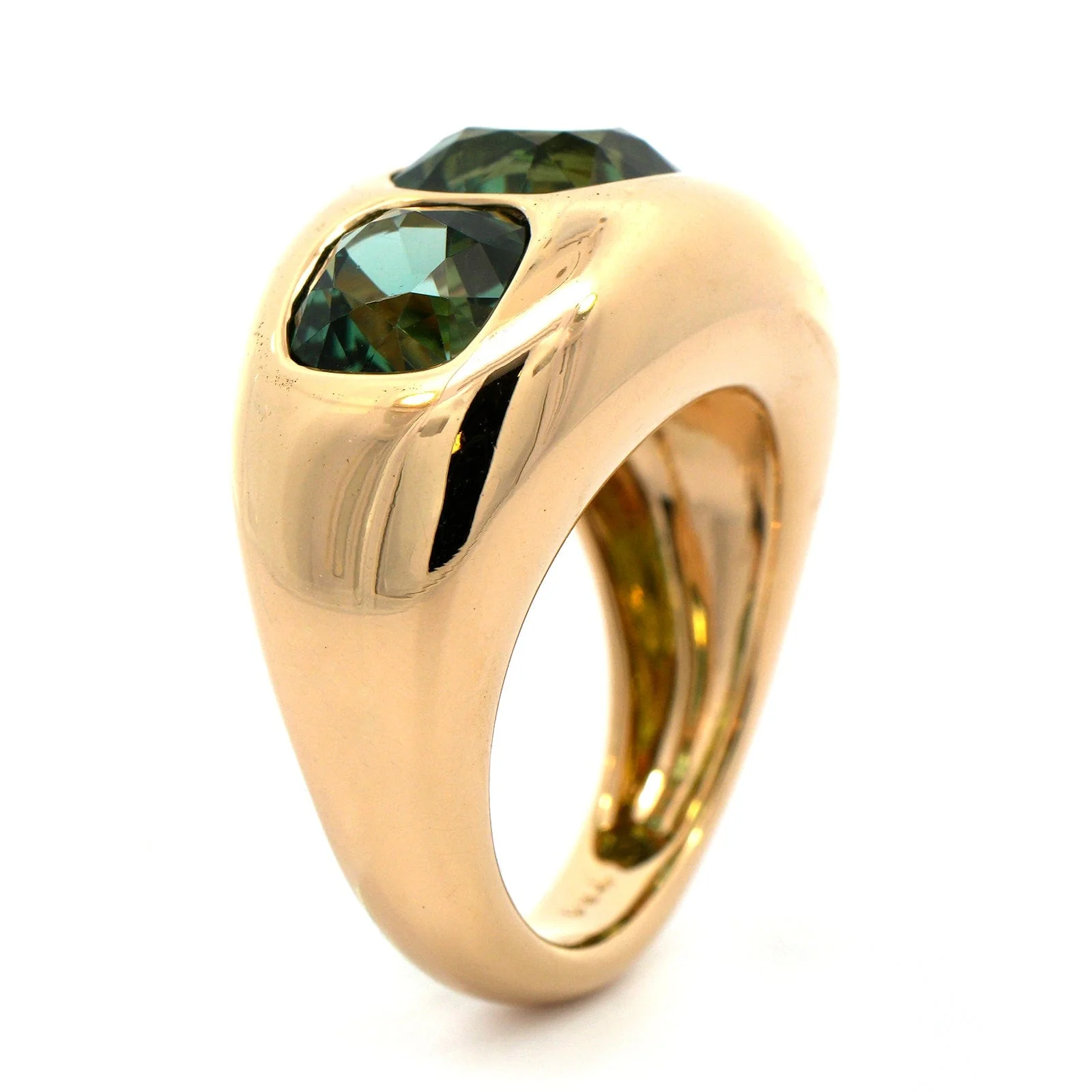 Eclat Jewels 18K Yellow Gold 3 Stone Green Tourmaline Ring - Image 2