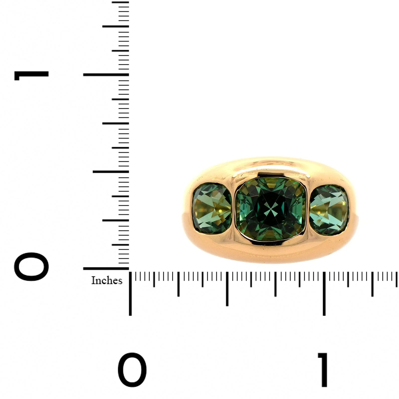Eclat Jewels 18K Yellow Gold 3 Stone Green Tourmaline Ring - Image 3
