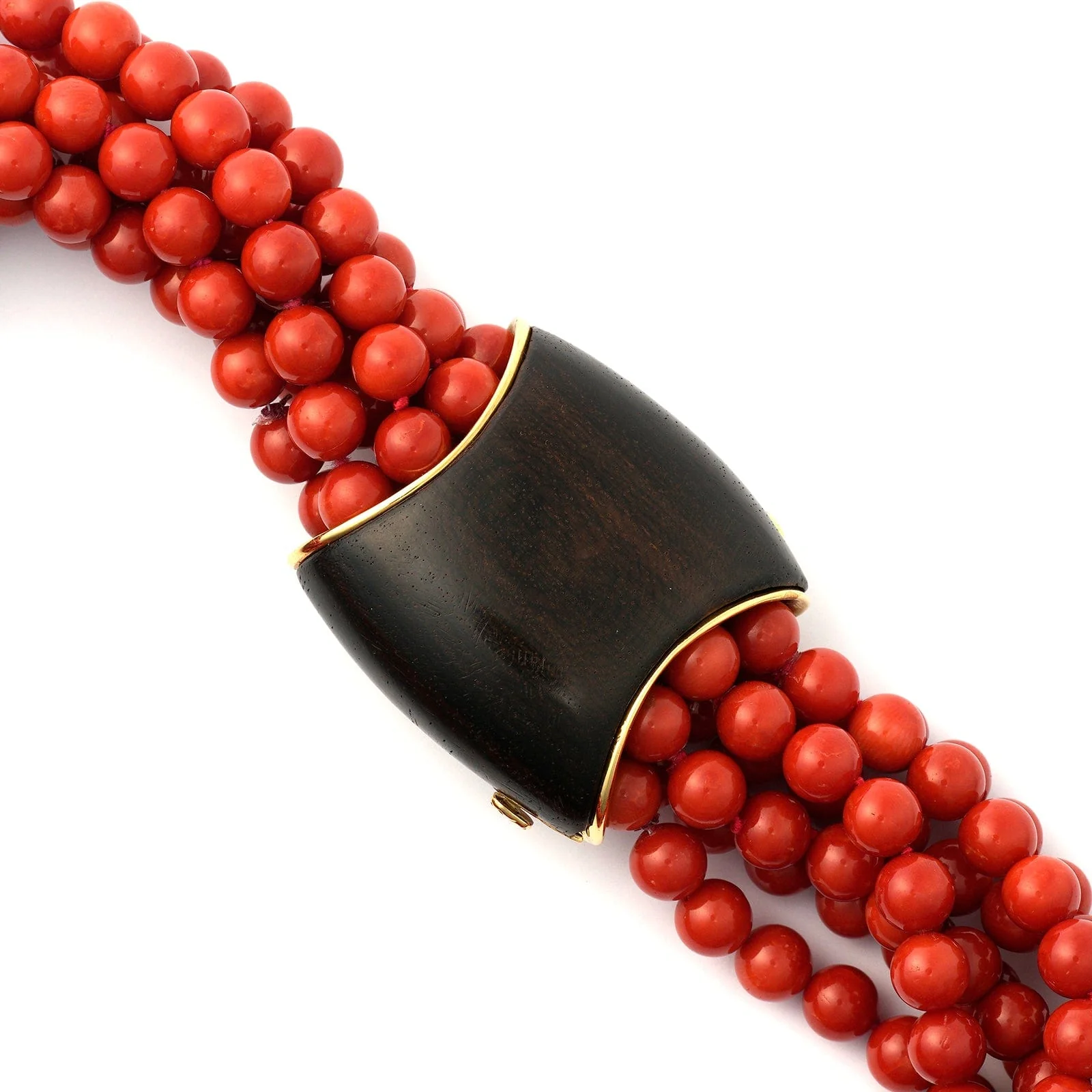 Eclat Jewels 18K Yellow Gold 7 Strand Coral Bead Necklace - Image 2