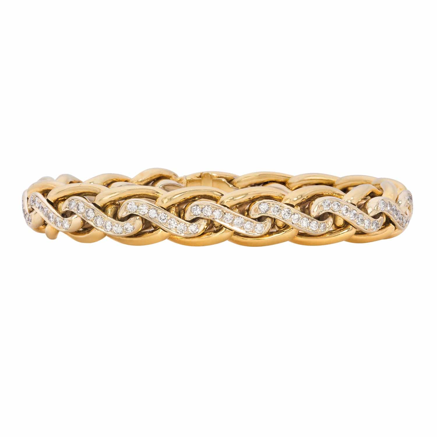 Eclat Jewels 18K Yellow Gold and Diamond Braided Bracelet