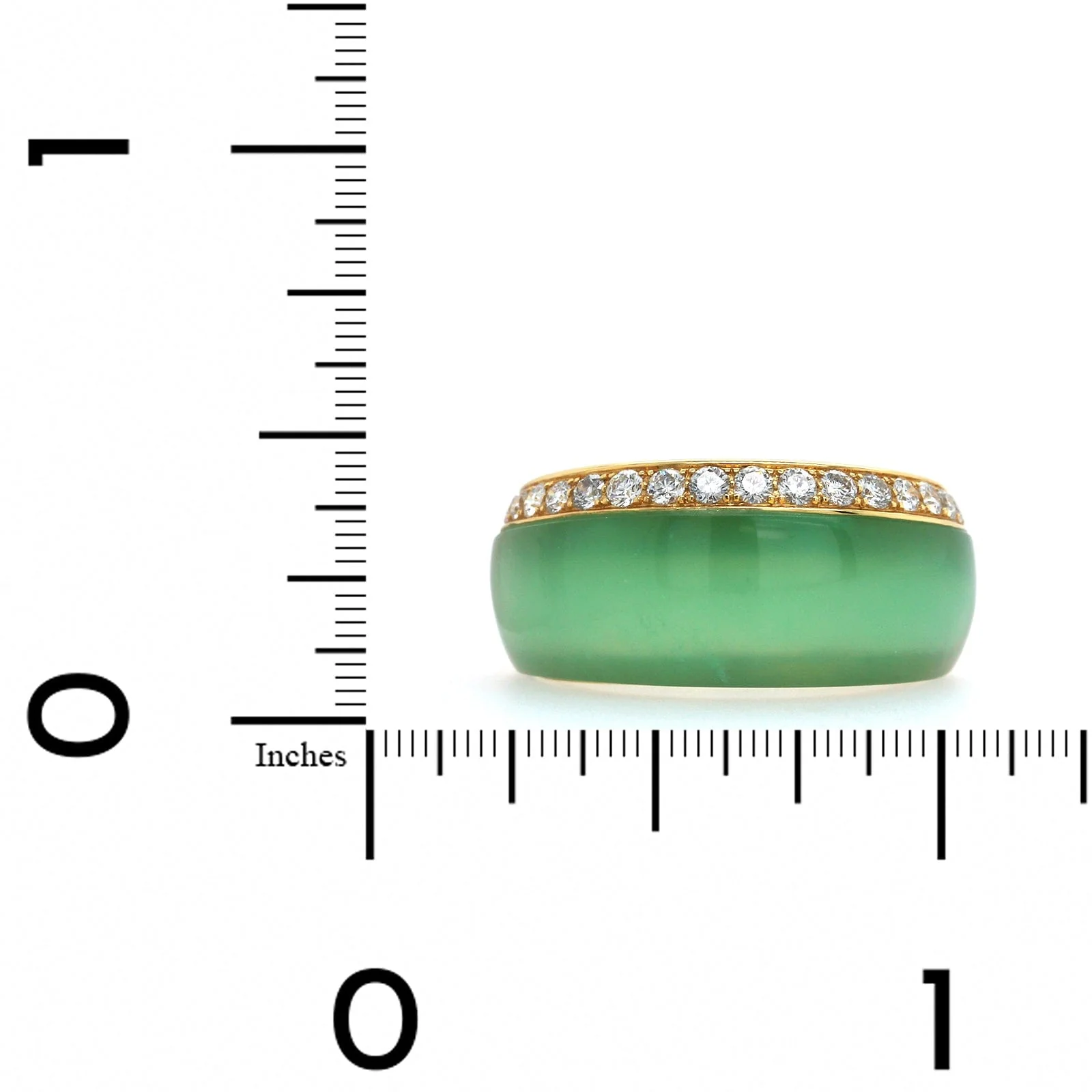 Eclat Jewels 18K Yellow Gold Chrysoprase and Diamond Ring - Image 3