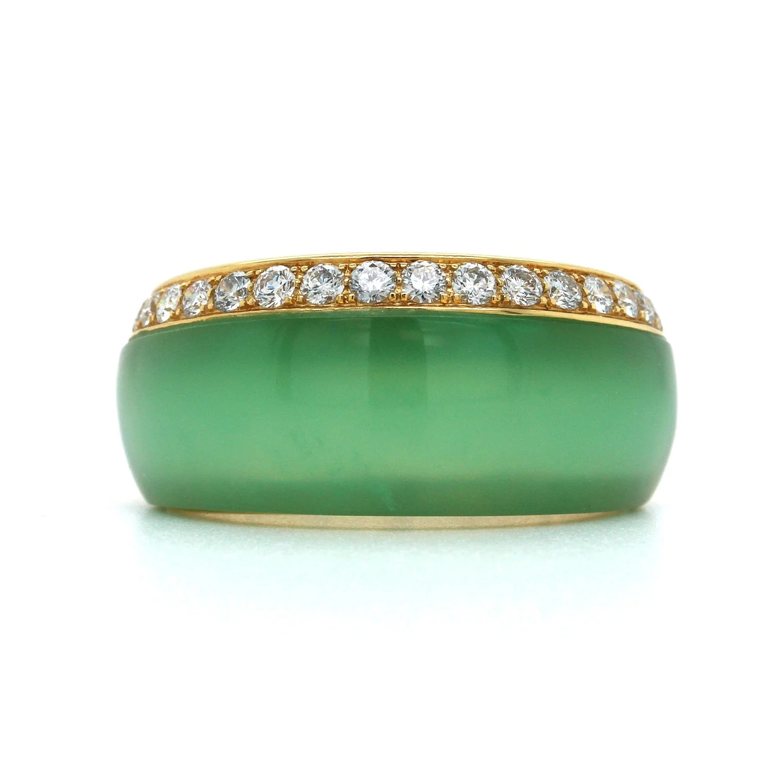Eclat Jewels 18K Yellow Gold Chrysoprase and Diamond Ring - Image 4