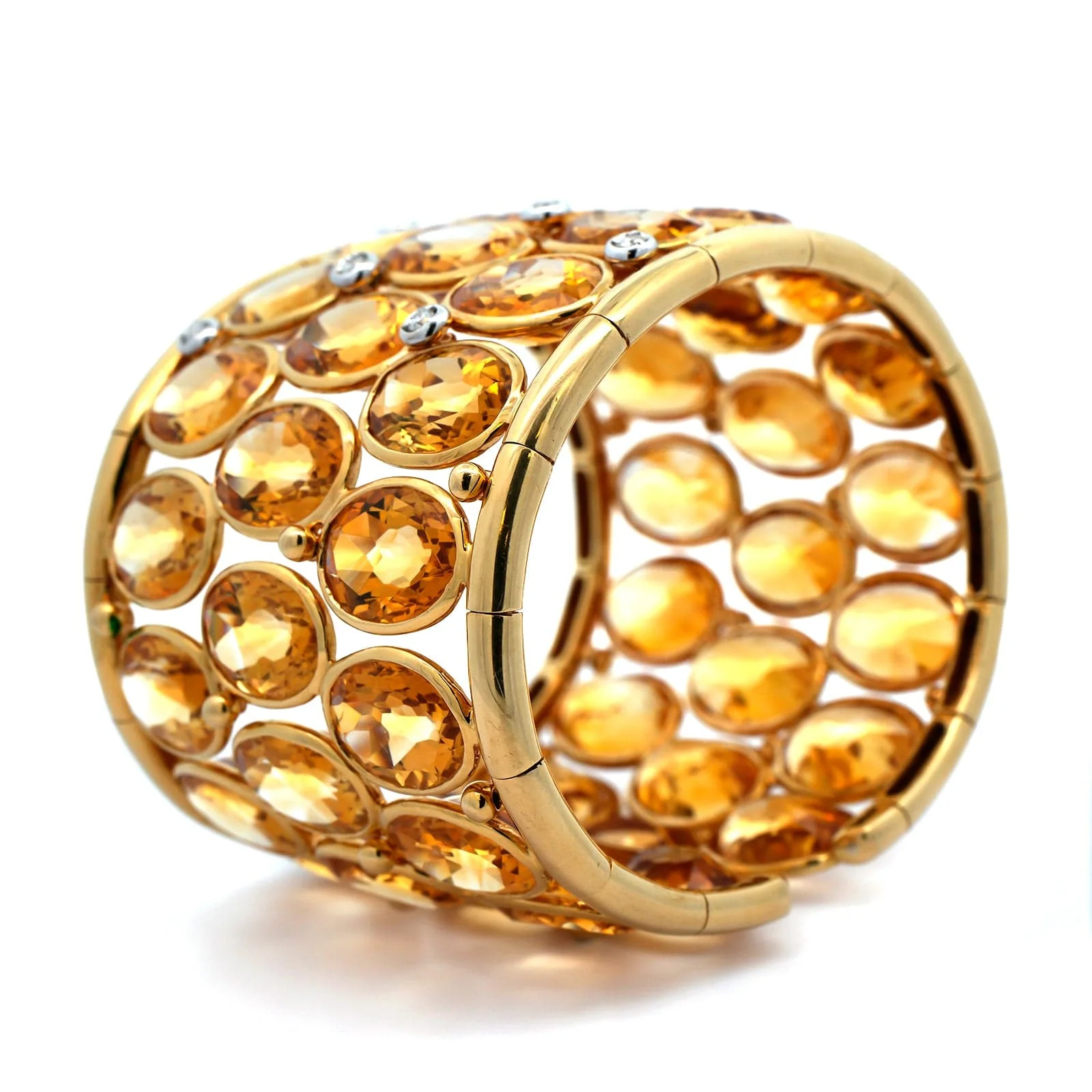 Eclat Jewels 18K Yellow Gold Diamond and Citrine Cuff Bracelet - Image 2