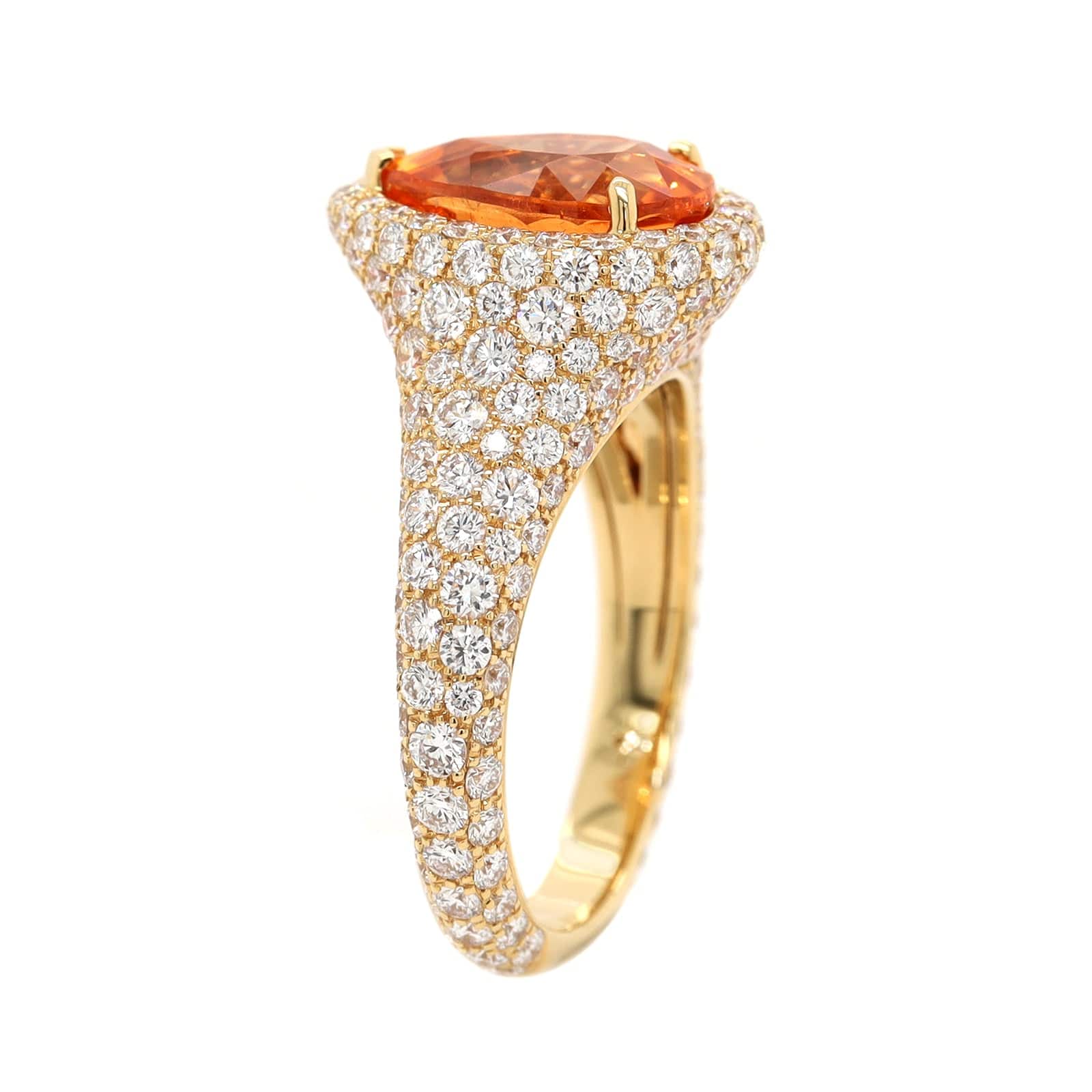 Eclat Jewels 18K Yellow Gold Diamond and Pear Shaped Garnet Ring - Image 2