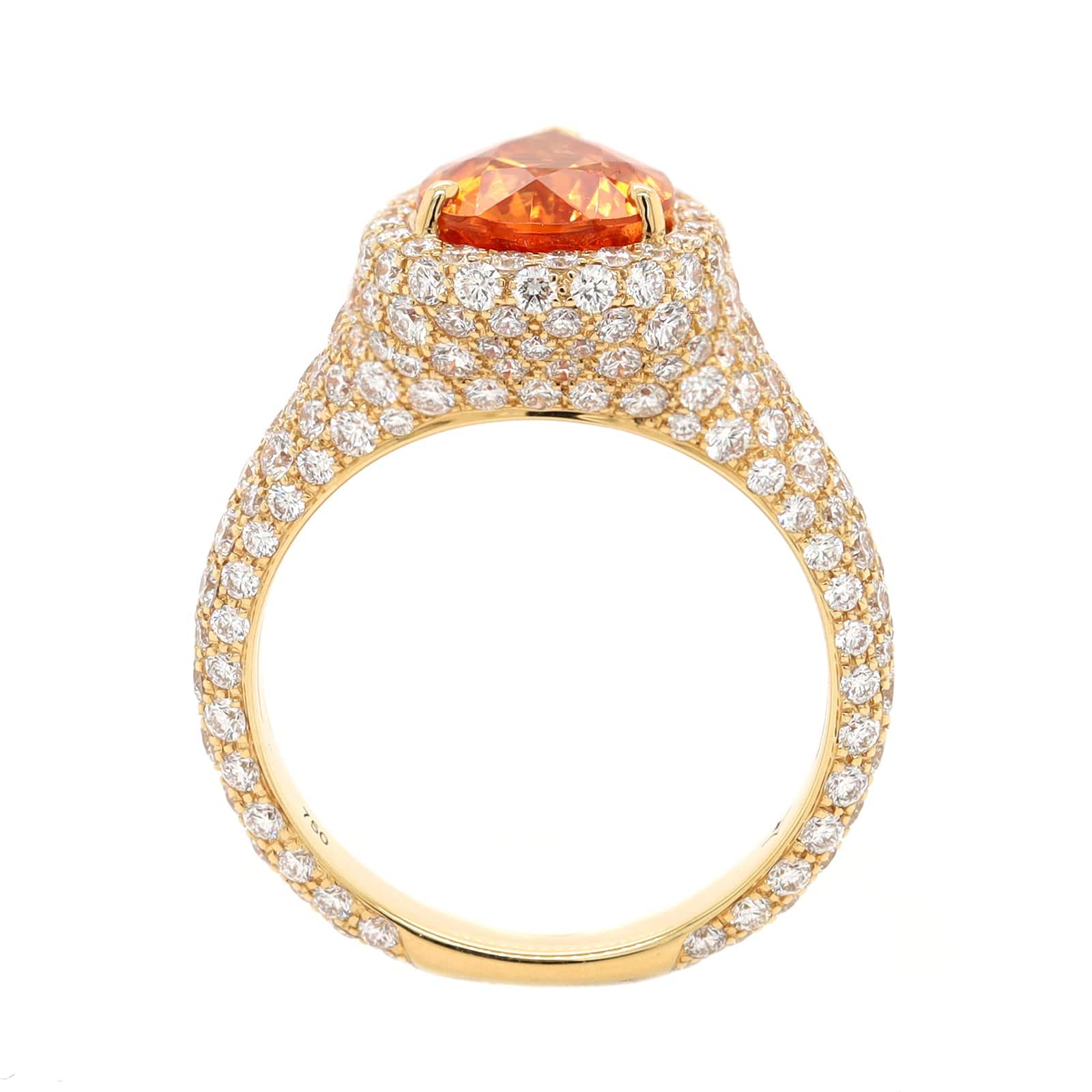 Eclat Jewels 18K Yellow Gold Diamond and Pear Shaped Garnet Ring - Image 3