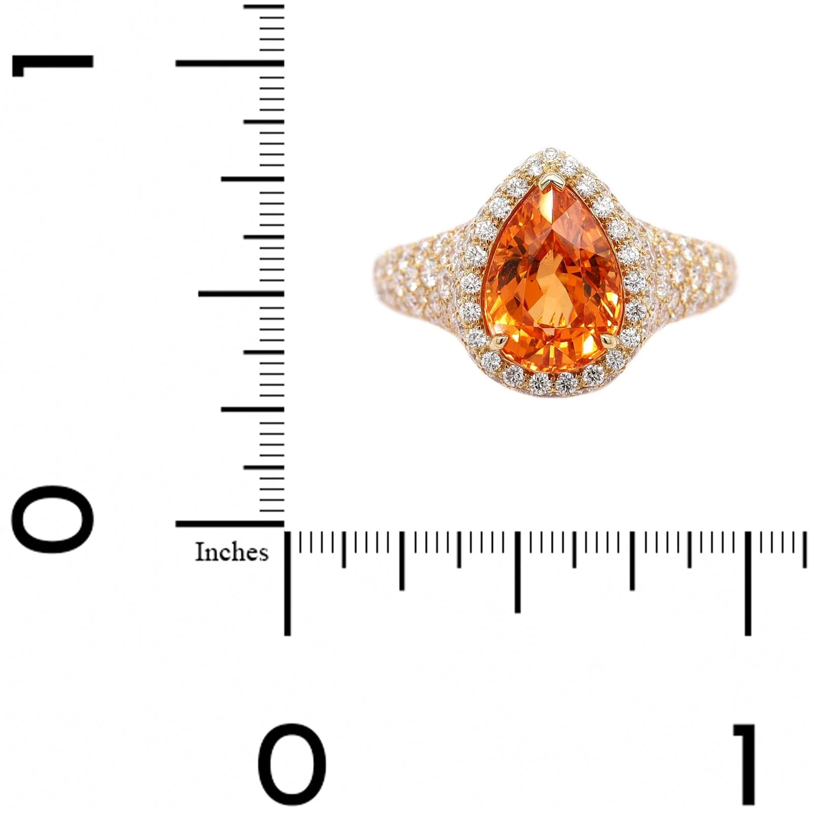 Eclat Jewels 18K Yellow Gold Diamond and Pear Shaped Garnet Ring - Image 4