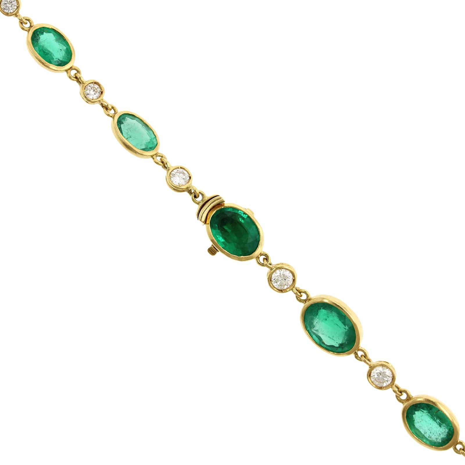 Eclat Jewels 18K Yellow Gold Emerald and Diamond Chain Necklace - Image 2