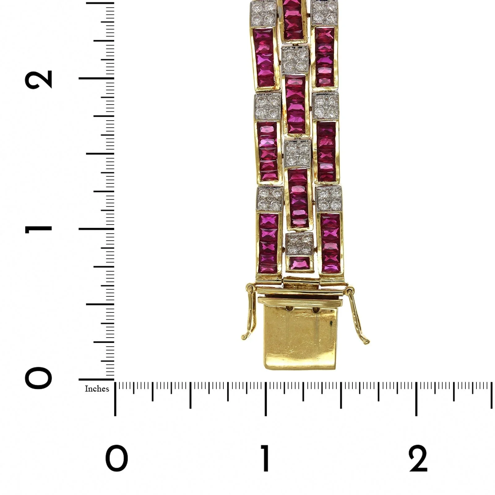 Eclat Jewels 18K Yellow Gold French Cut Ruby and Diamond Bracelet - Image 3