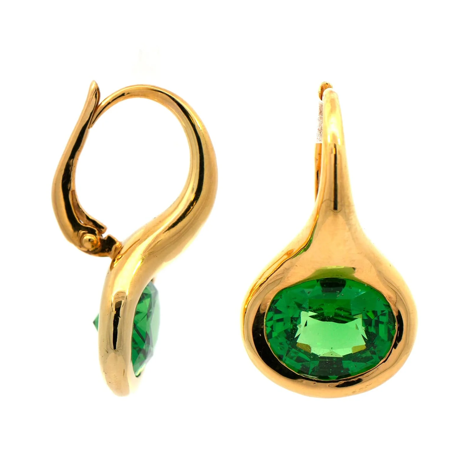 Eclat Jewels 18K Yellow Gold Green Tsavorite Garnet Earrings - Image 3