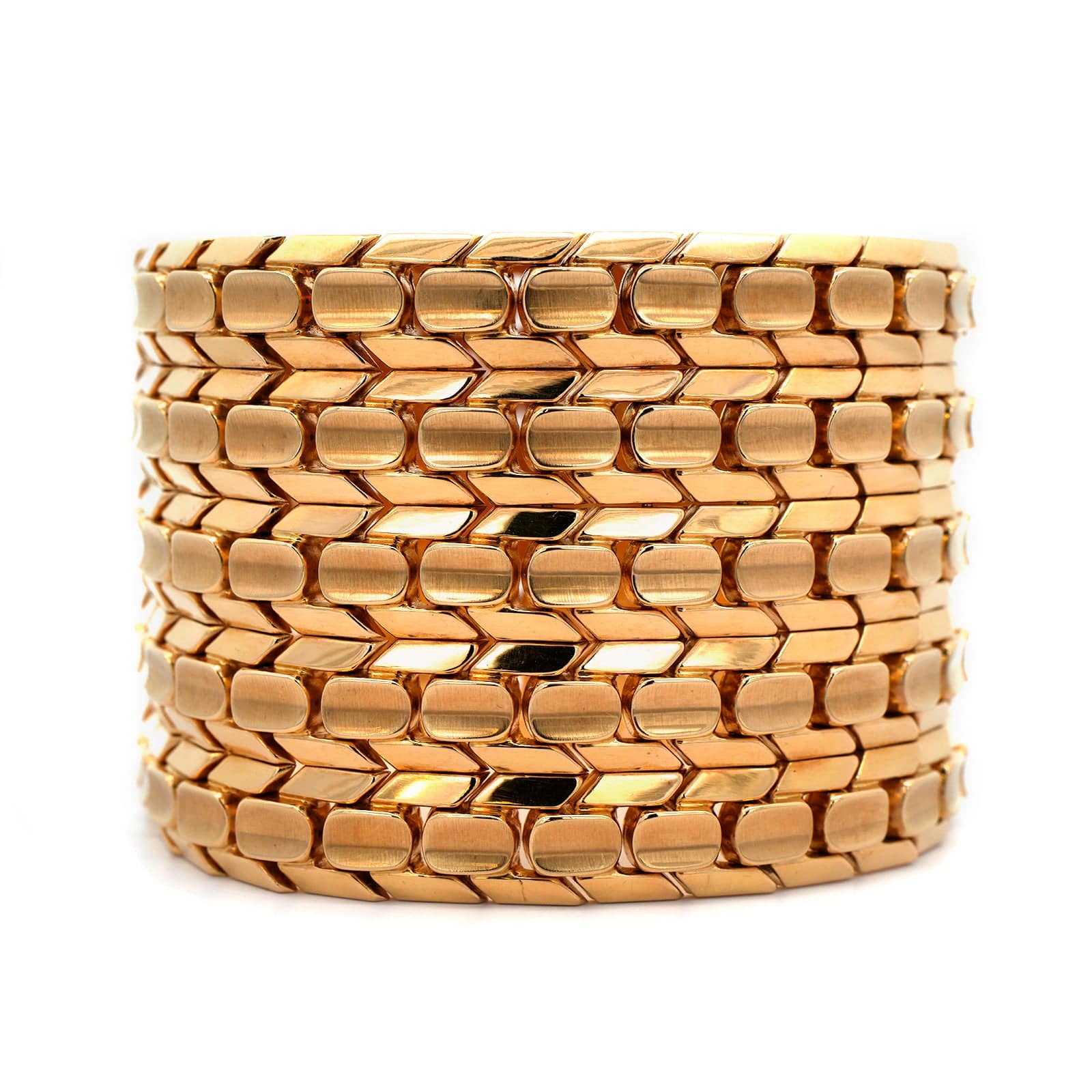 Eclat Jewels 18K Yellow Gold Italian Wide Woven Bracelet - Image 4