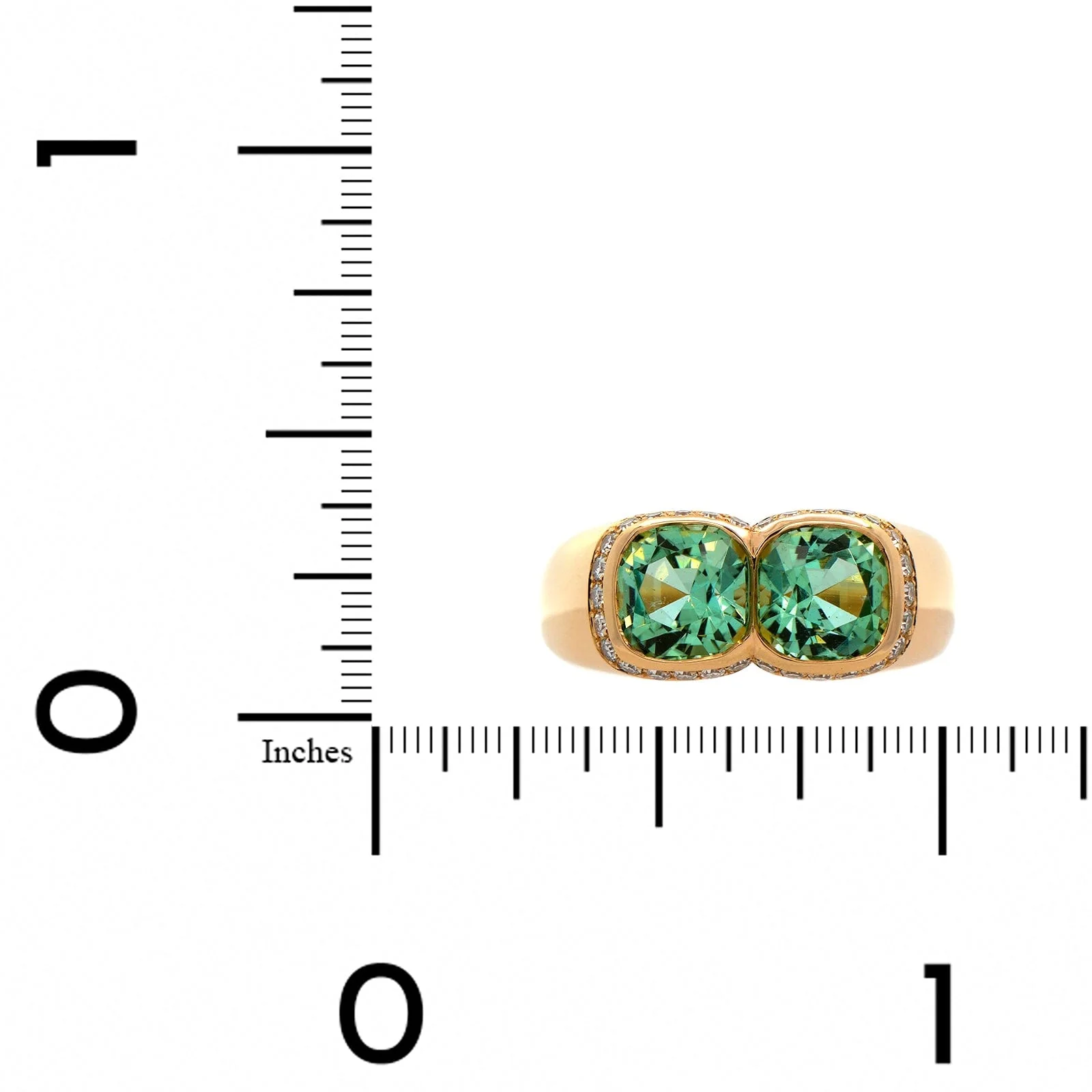 Eclat Jewels 18K Yellow Gold Mint Tourmaline and Diamond Ring - Image 3