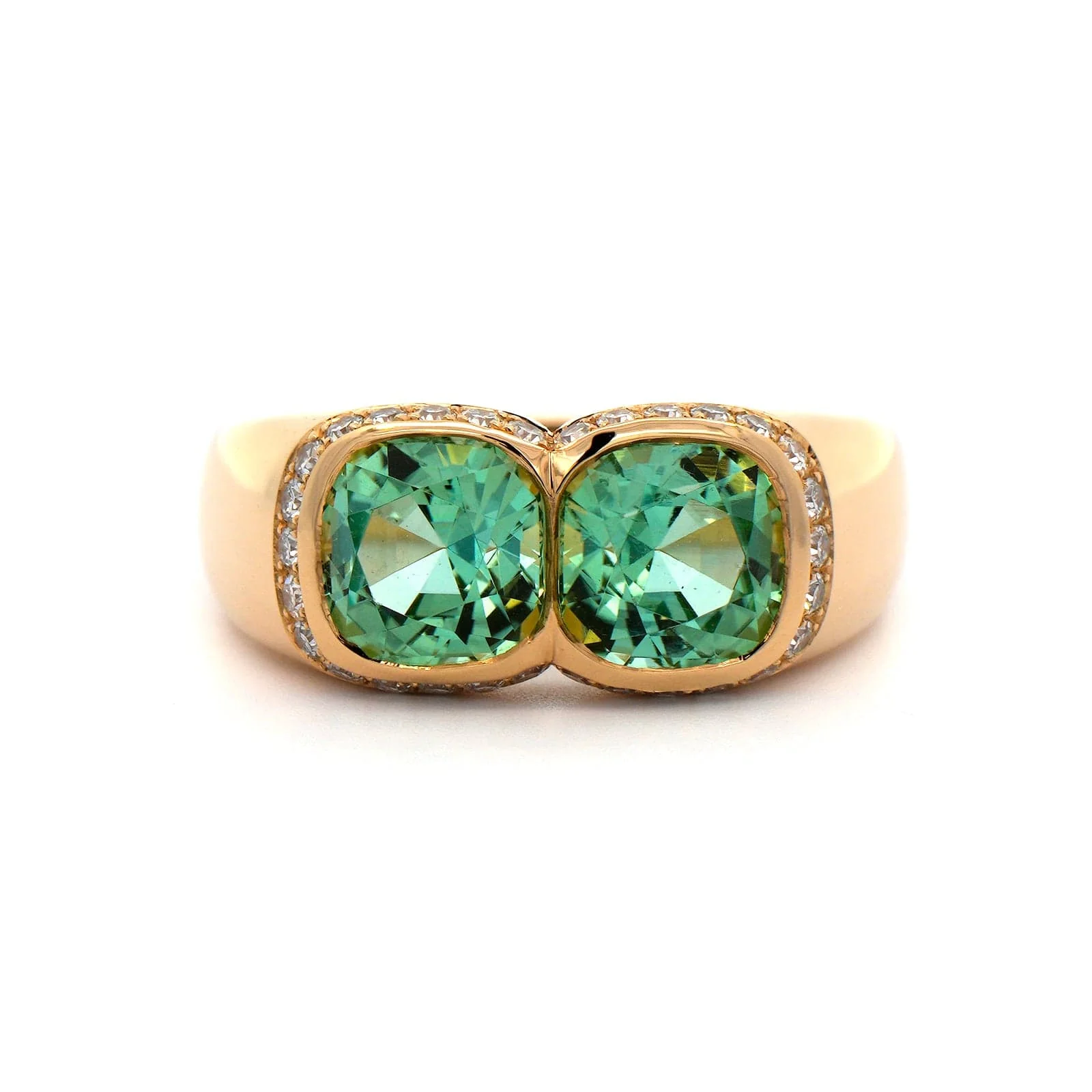 Eclat Jewels 18K Yellow Gold Mint Tourmaline and Diamond Ring - Image 4