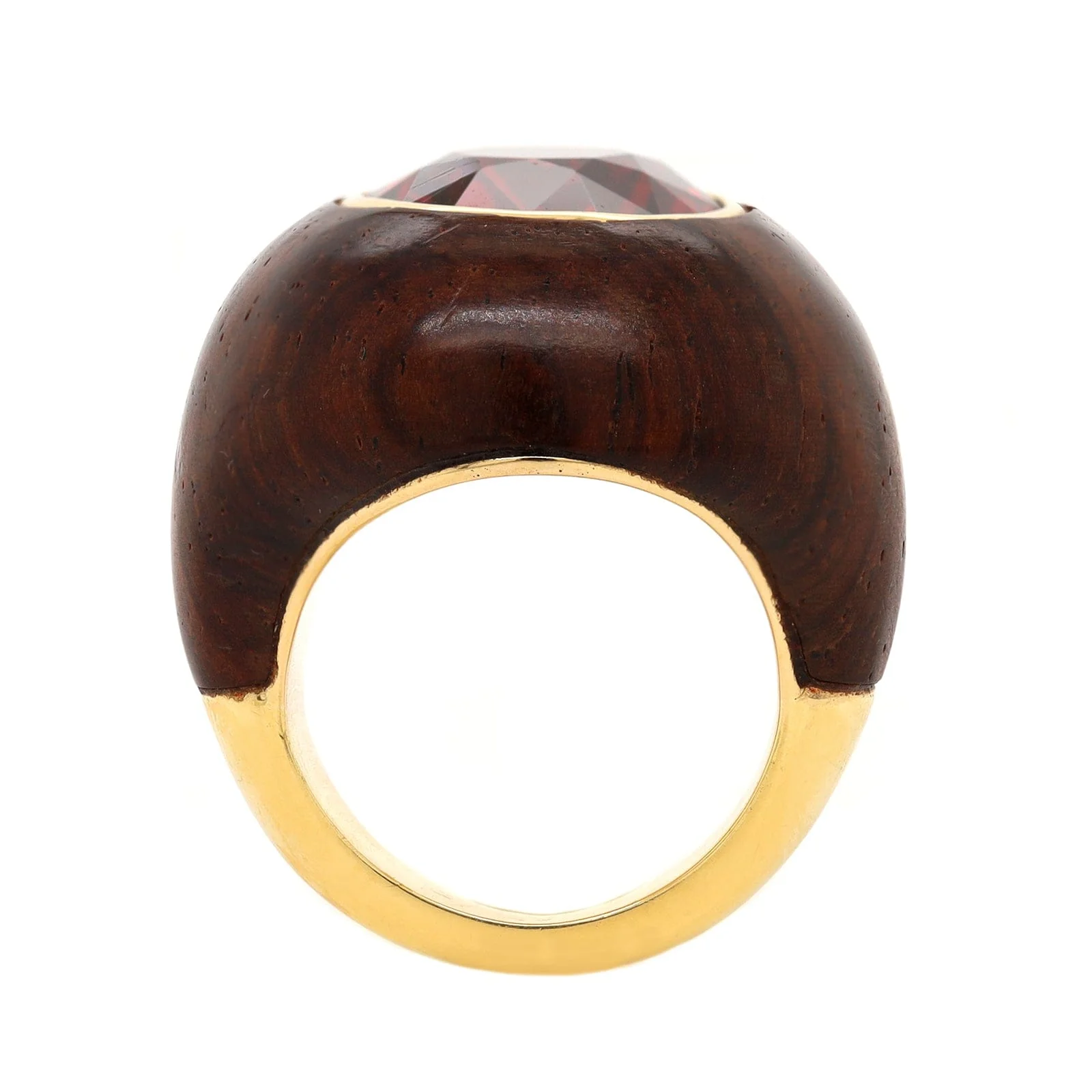 Eclat Jewels 18K Yellow Gold Oval Garnet and Wood Ring - Image 3