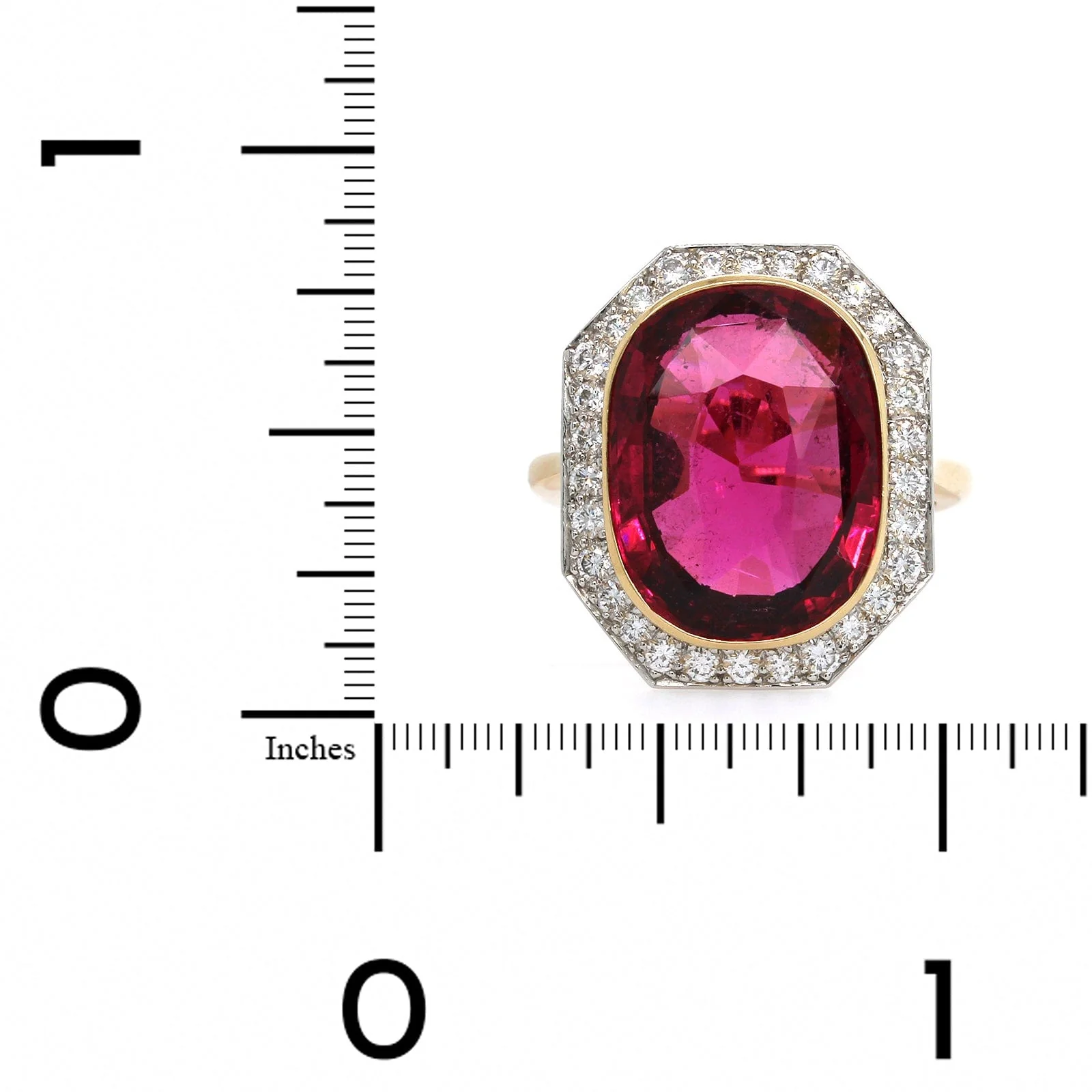 Eclat Jewels 18K Yellow Gold Oval Rubellite Diamond Halo Ring - Image 3
