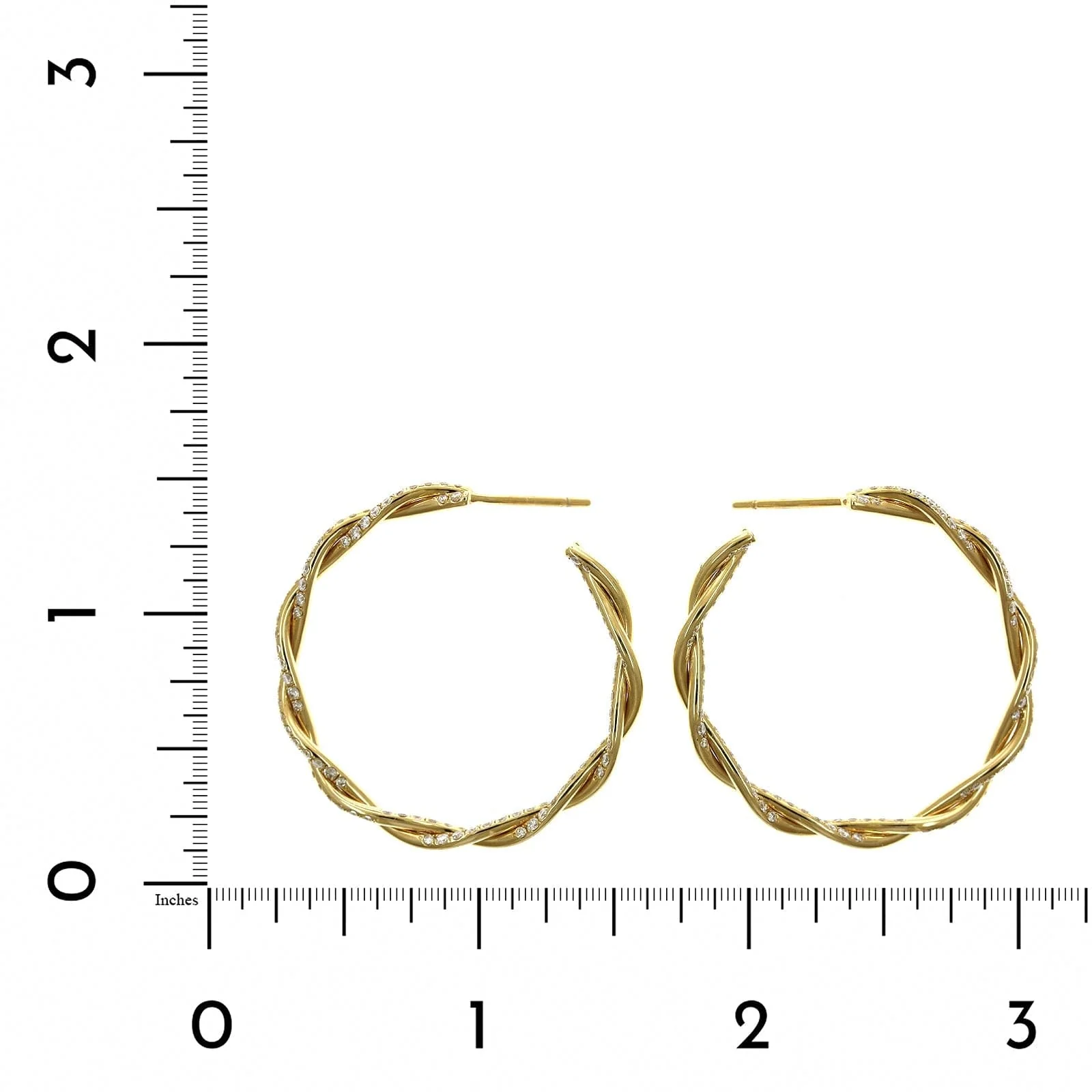 Eclat Jewels 18K Yellow Gold Twist Diamond Hoop Earrings - Image 2