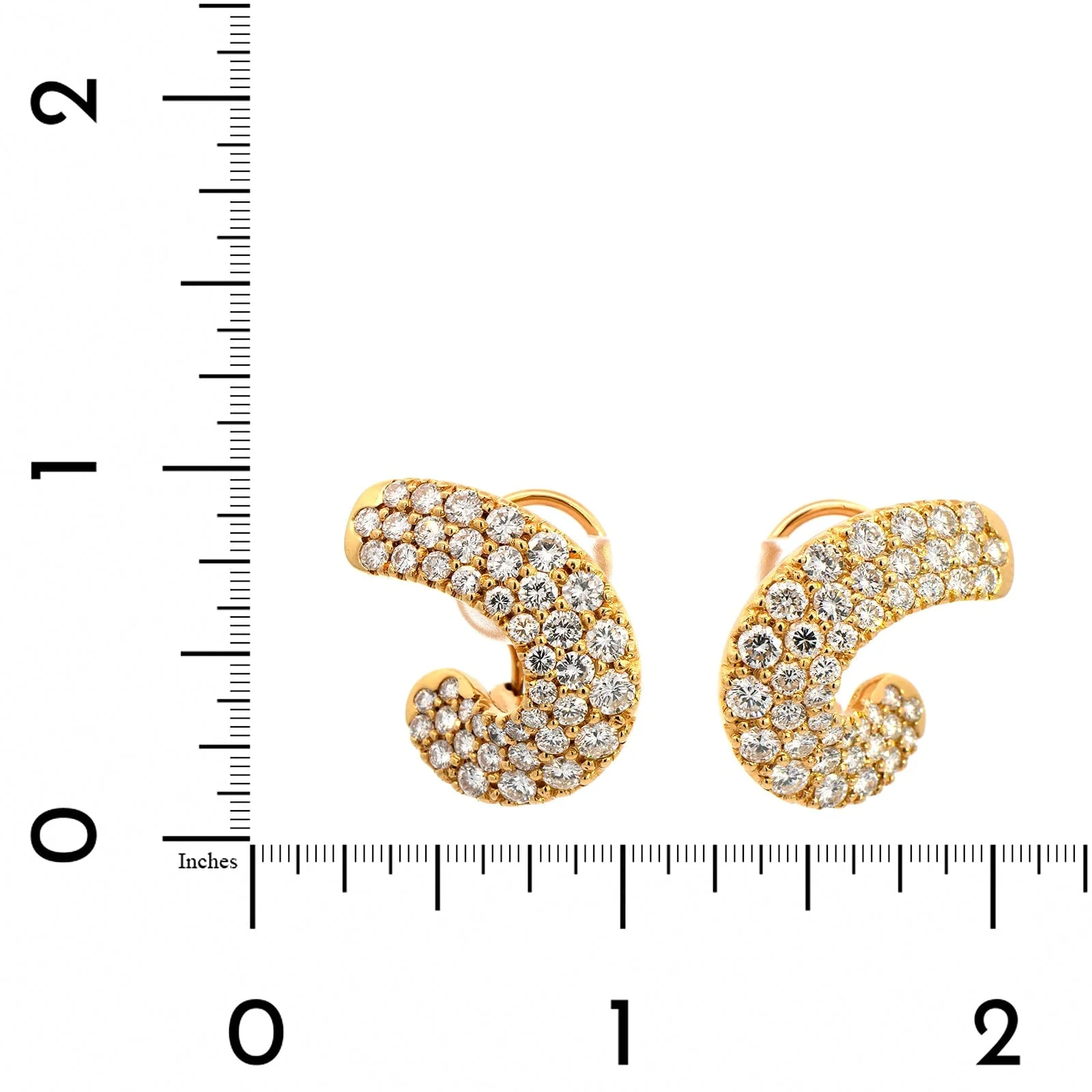 Eclat Jewels 18K Yellow Gold Wide Pave Diamond Wrap Stud Earrings - Image 2