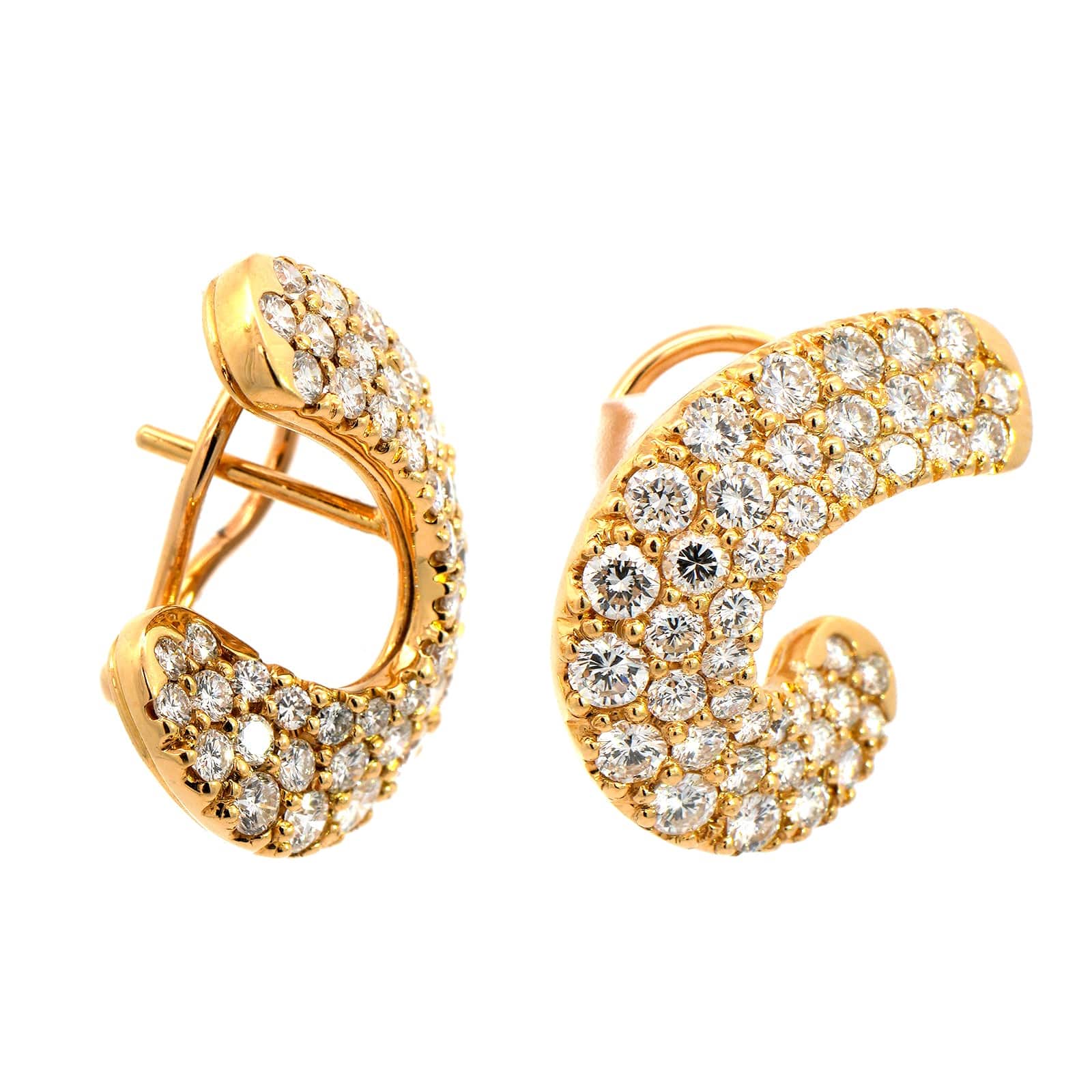 Eclat Jewels 18K Yellow Gold Wide Pave Diamond Wrap Stud Earrings - Image 3