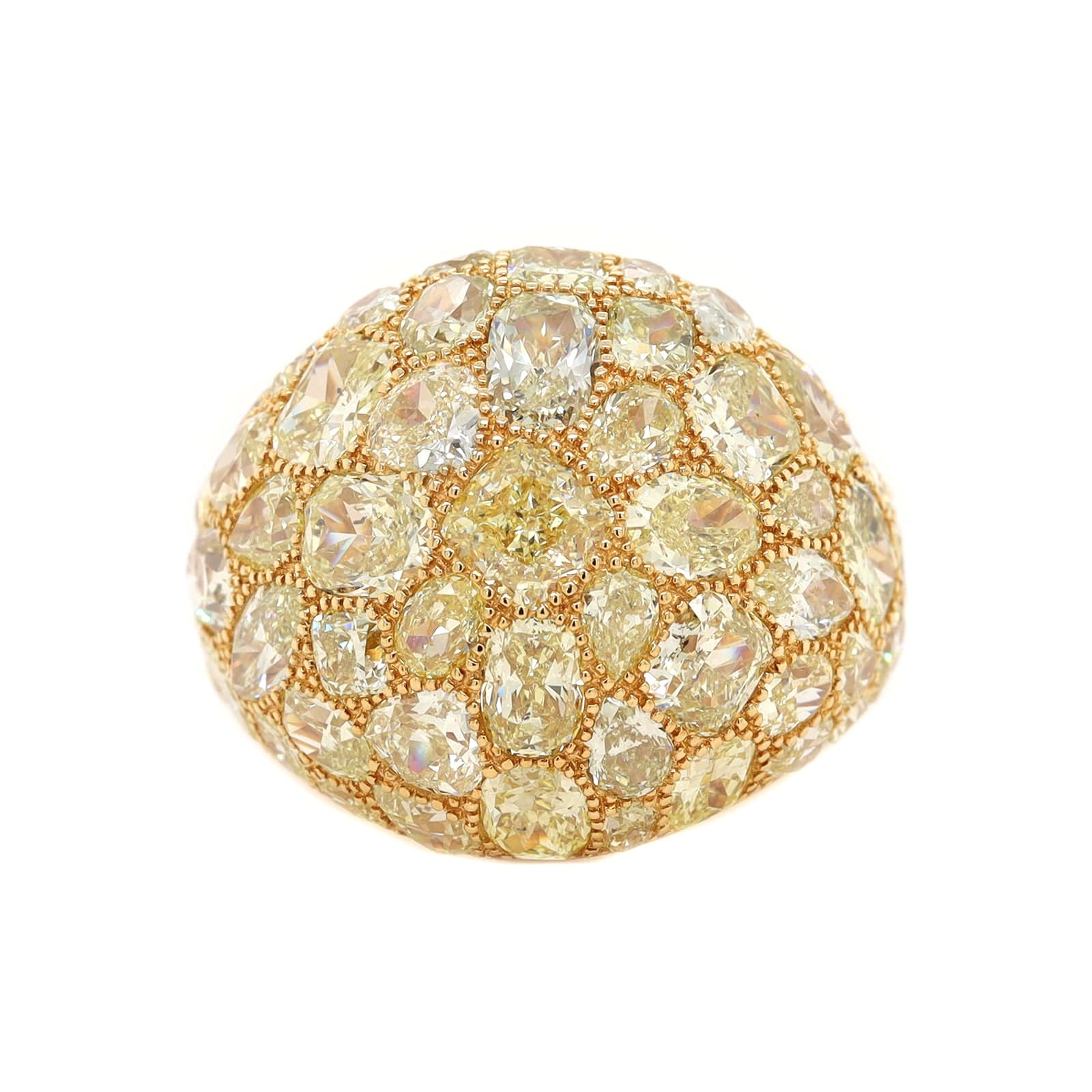 Eclat Jewels 18K Yellow Gold Yellow Diamond Dome Ring