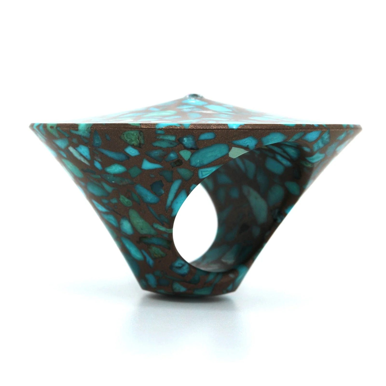 Eclat Jewels Bronze Turquoise Diamond Disc Ring - Image 2