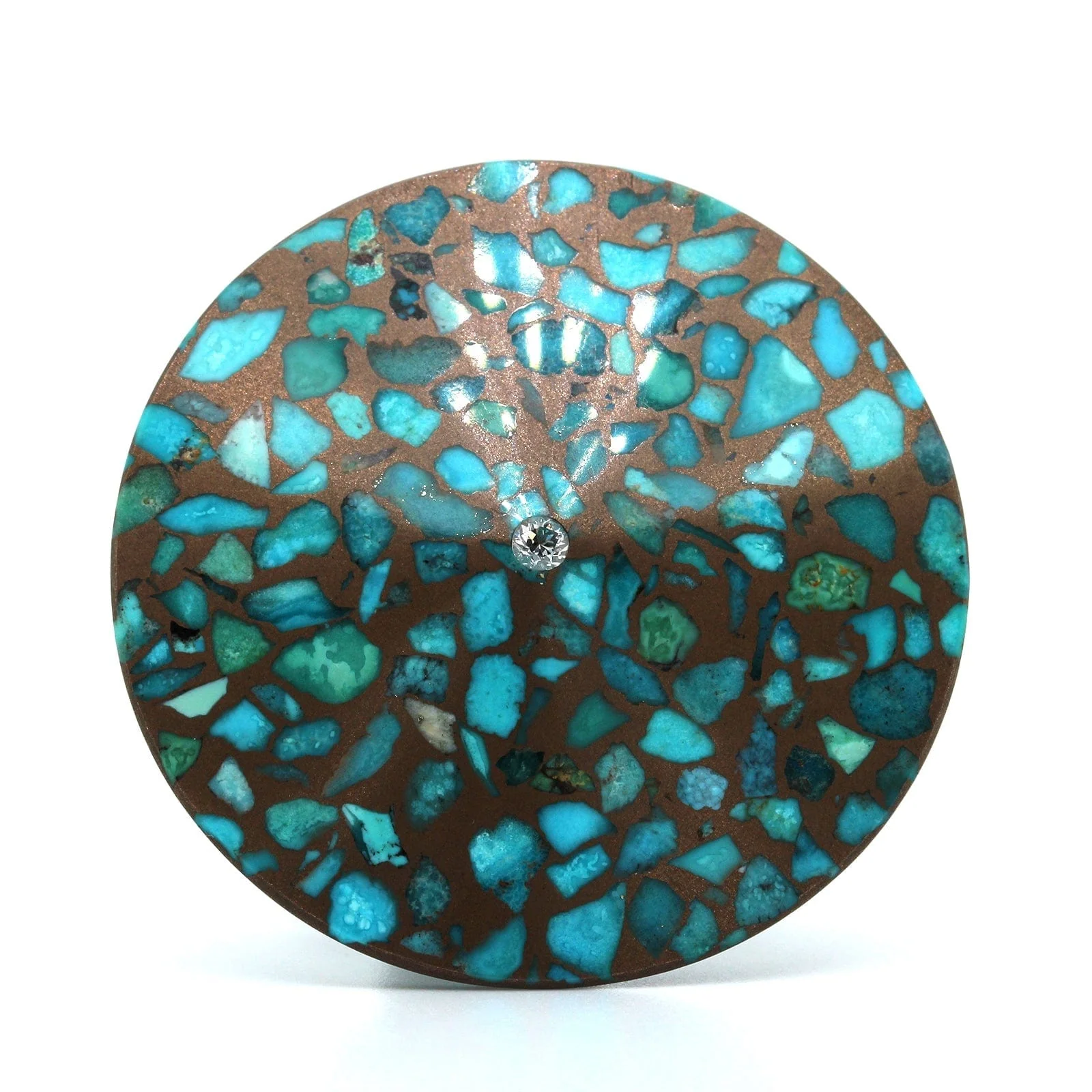 Eclat Jewels Bronze Turquoise Diamond Disc Ring - Image 4