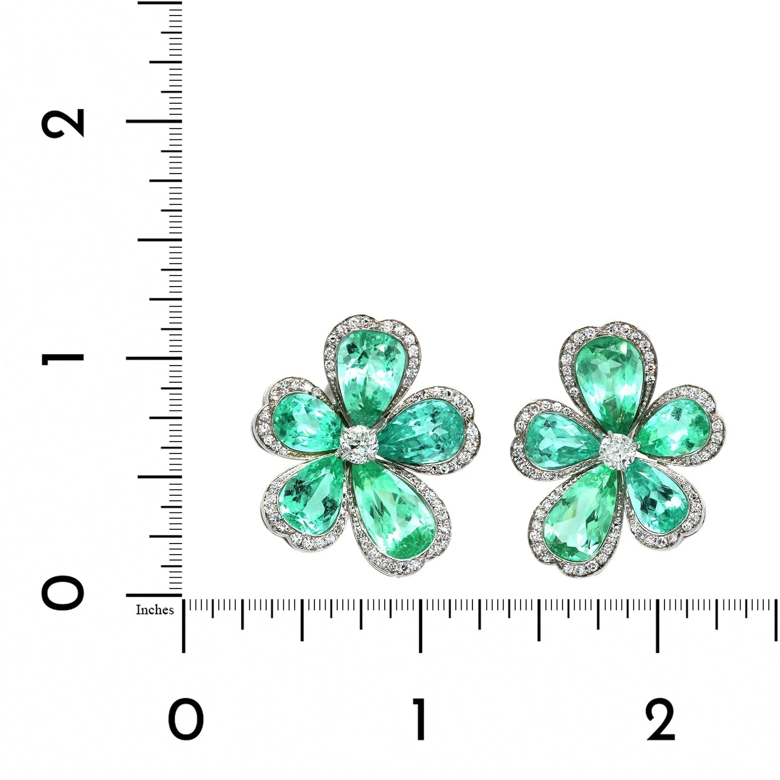 Eclat Jewels Platinum 18K White Gold Tourmaline & Diamond Flower Earrings - Image 2