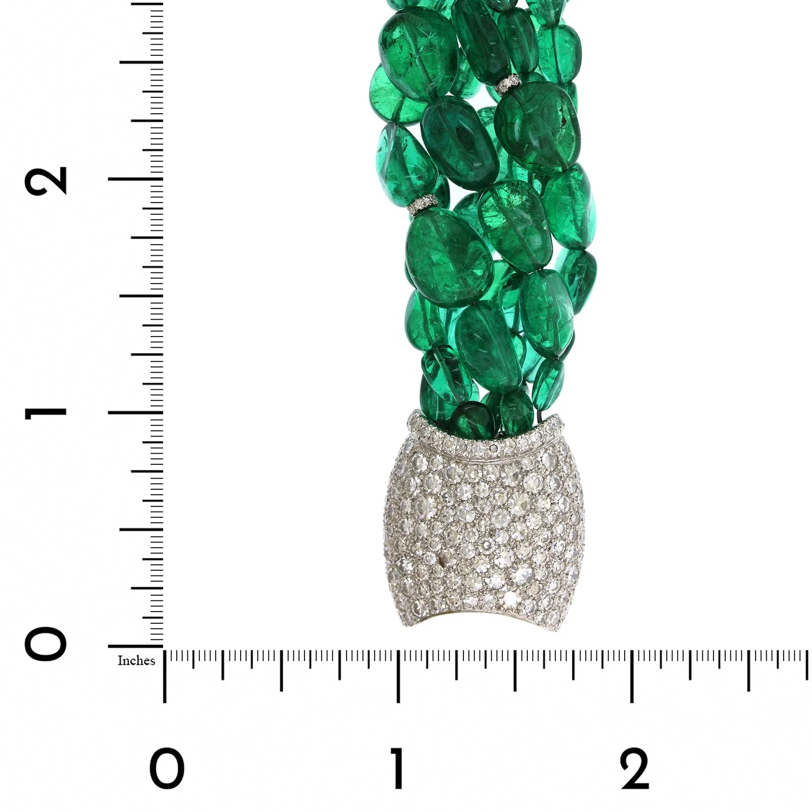 Eclat Jewels Platinum 7 Strand Emerald Bead Diamond Bracelet - Image 3
