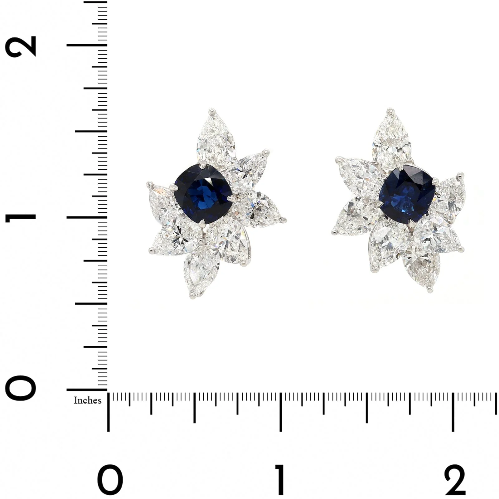 Eclat Jewels Platinum and 18K White Gold Blue Sapphire and Diamond Earrings - Image 2