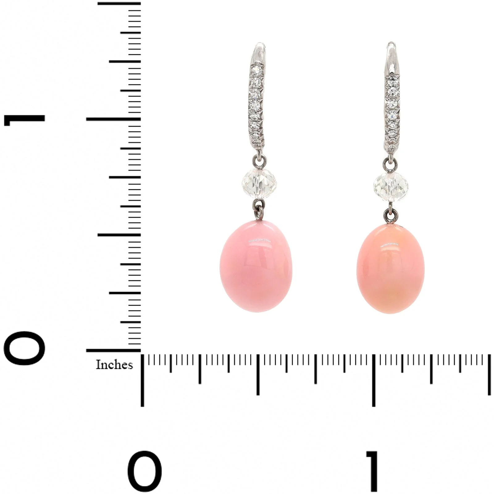 Eclat Jewels Platinum Conch Pearl and Diamond Drop Earrings - Image 2