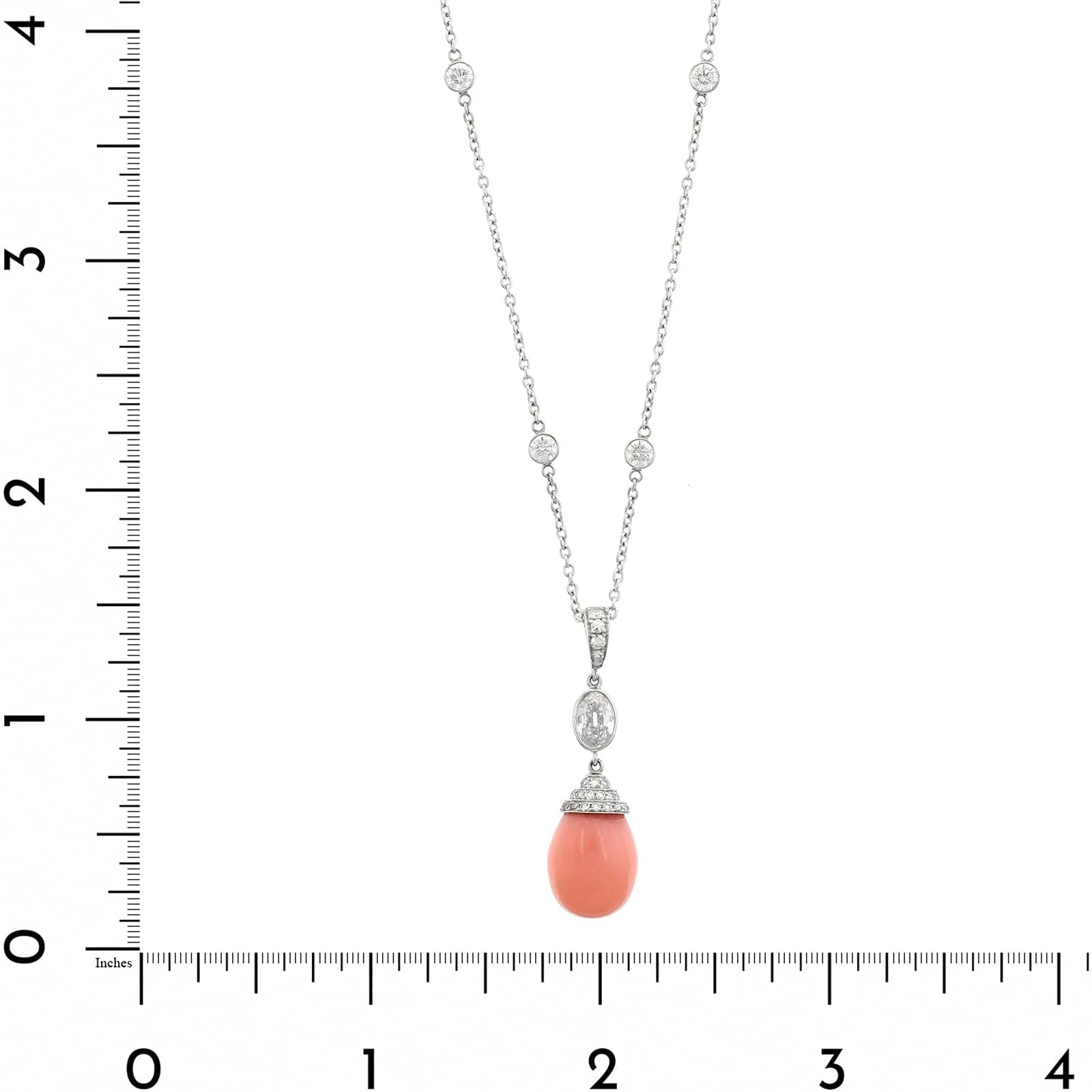 Eclat Jewels Platinum Conch Pearl and Diamond Drop Pendant Necklace - Image 4