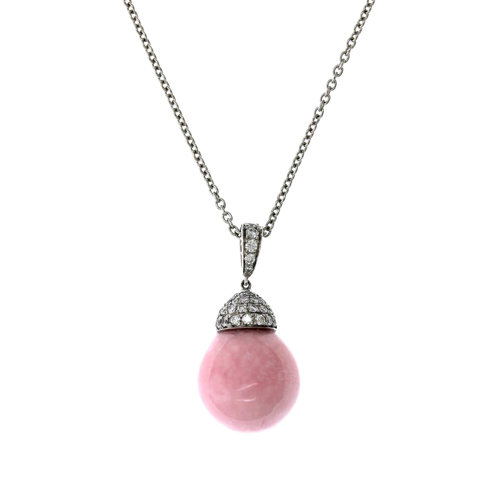 Eclat Jewels Platinum Conch Pearl Diamond Bail Necklace