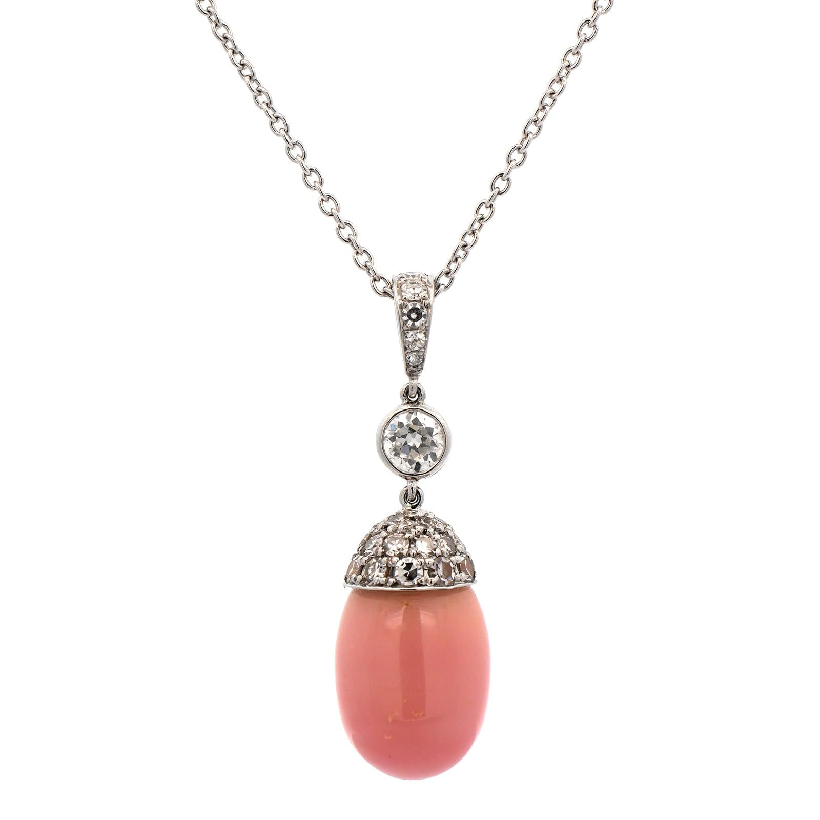 Eclat Jewels Platinum Conch Pearl Diamond Bail Necklace