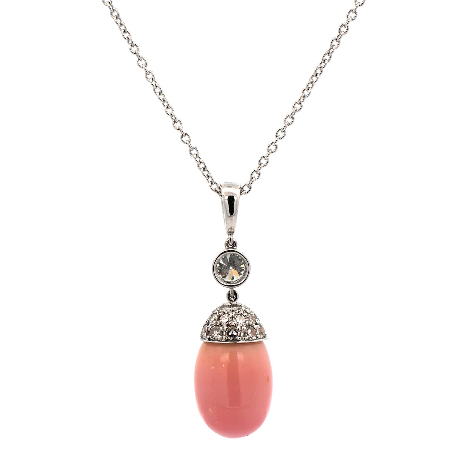 Eclat Jewels Platinum Conch Pearl Diamond Bail Necklace - Image 2