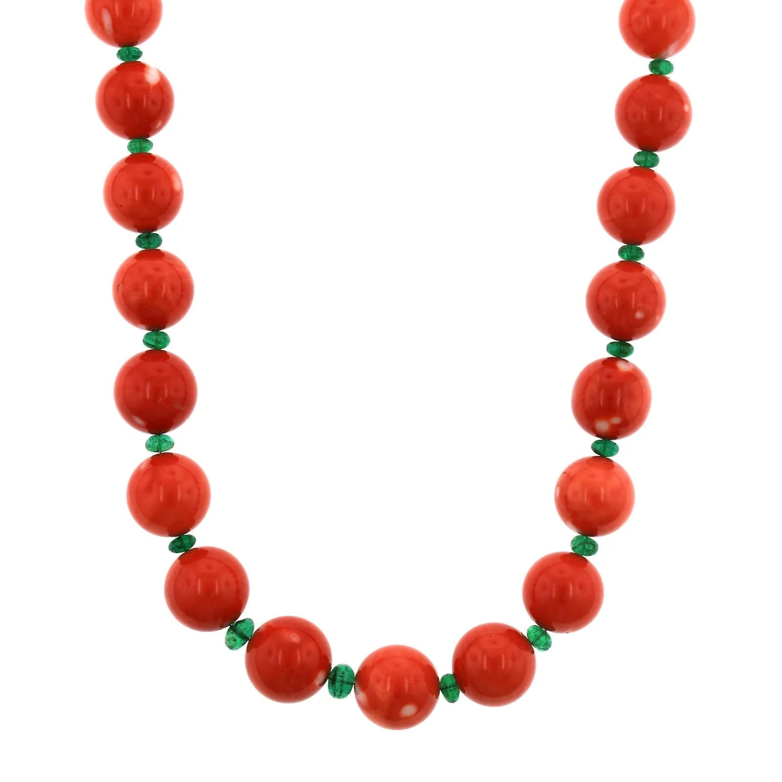 Eclat Jewels Platinum Coral with Emerald and Diamond Bead Necklace - Image 3