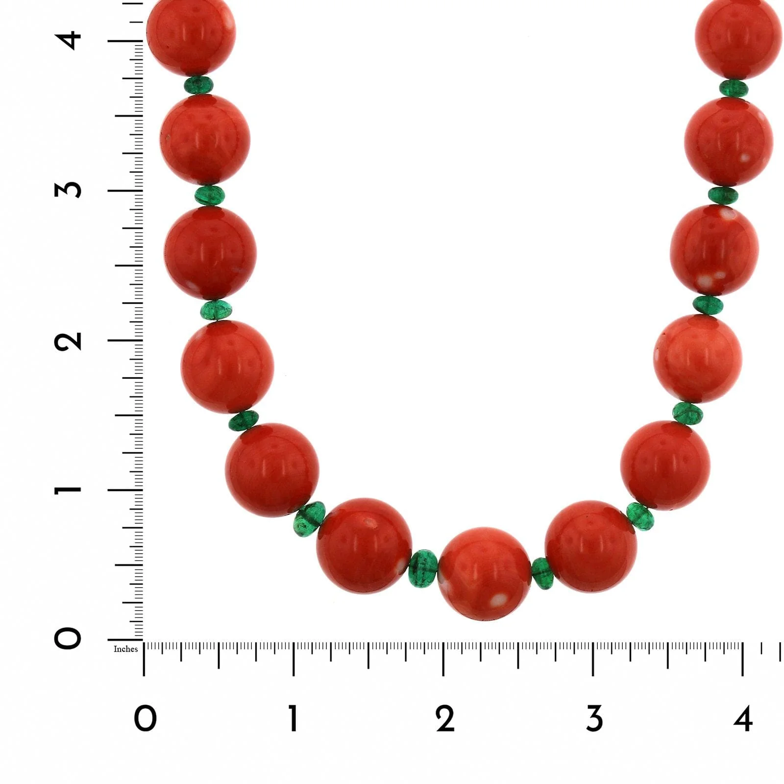 Eclat Jewels Platinum Coral with Emerald and Diamond Bead Necklace - Image 4