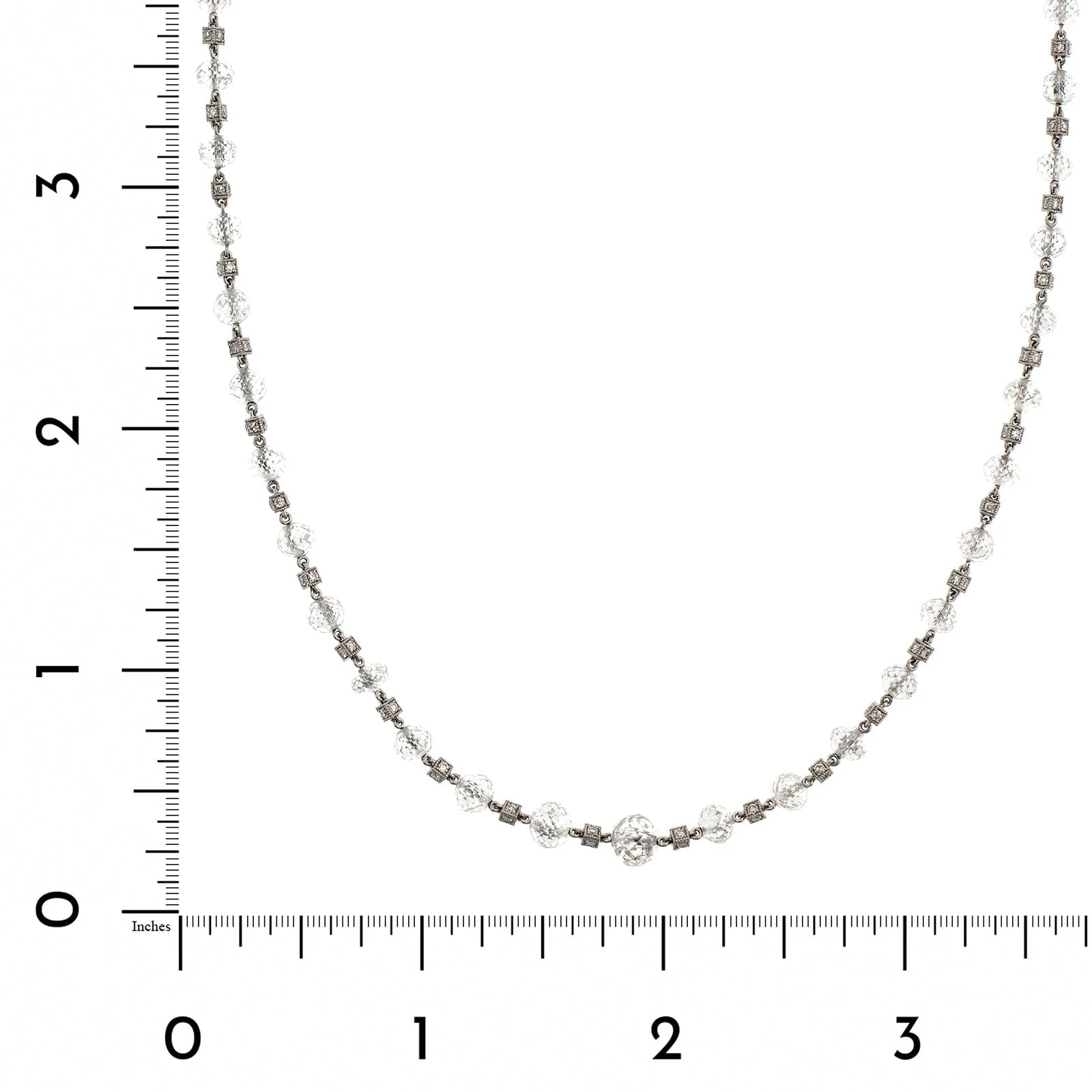 Eclat Jewels Platinum Diamond Briolette Bead Chain Necklace - Image 3