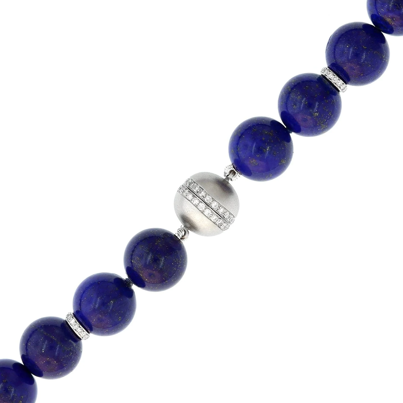 Eclat Jewels Platinum Lapis and Diamond Beaded Necklace - Image 2