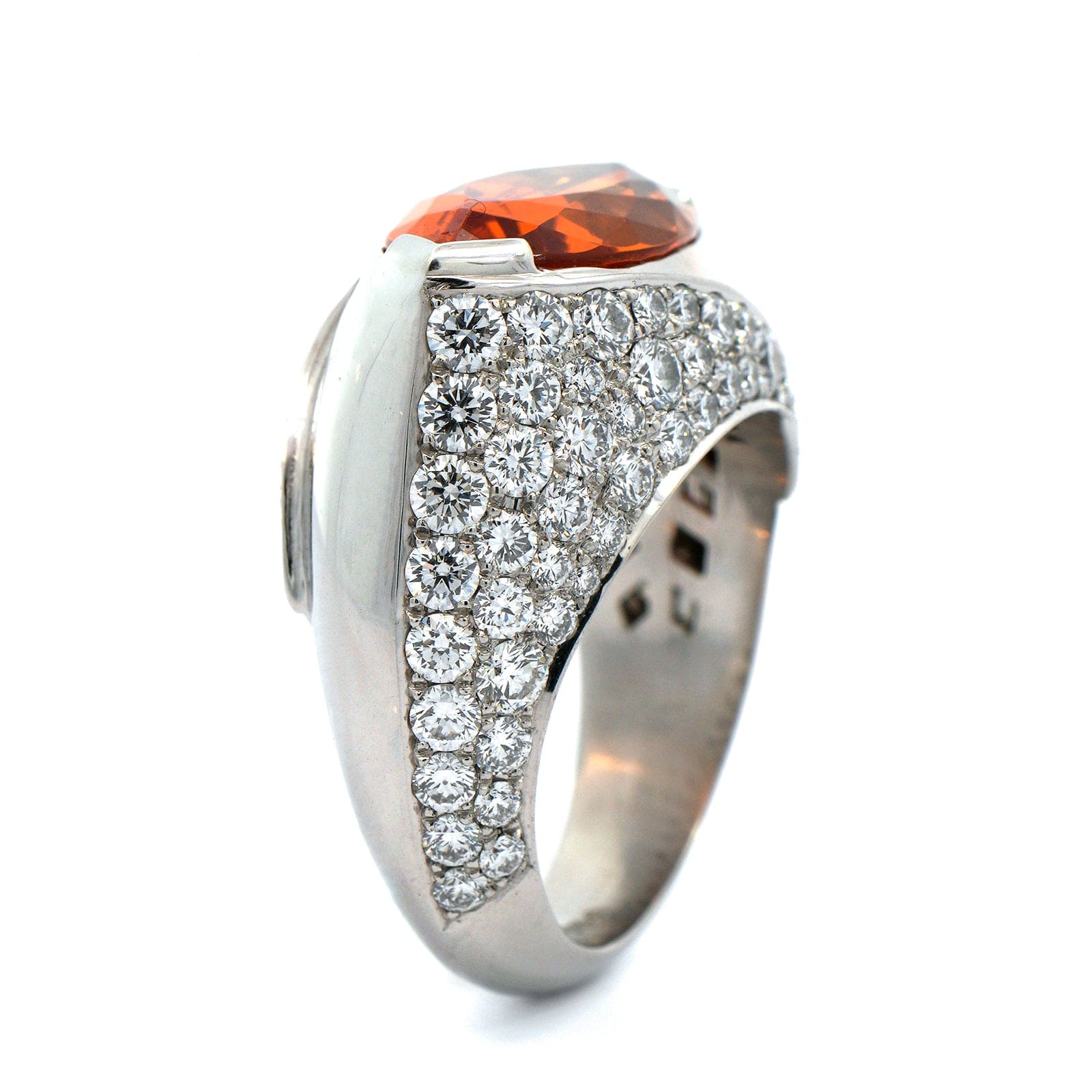 Eclat Jewels Platinum Mandarin Garnet & Diamond Ring - Image 2