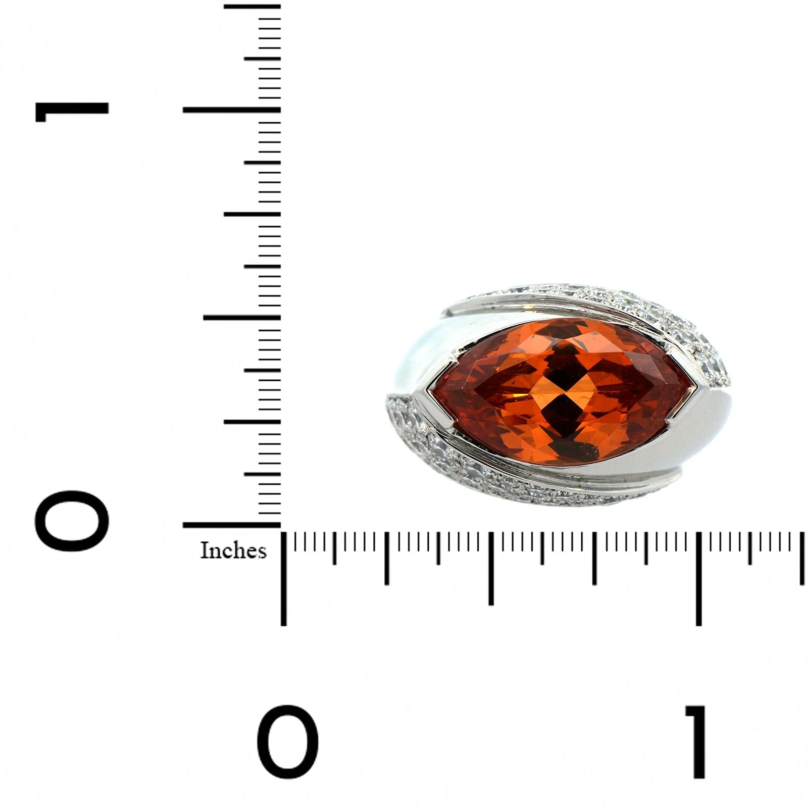 Eclat Jewels Platinum Mandarin Garnet & Diamond Ring - Image 3