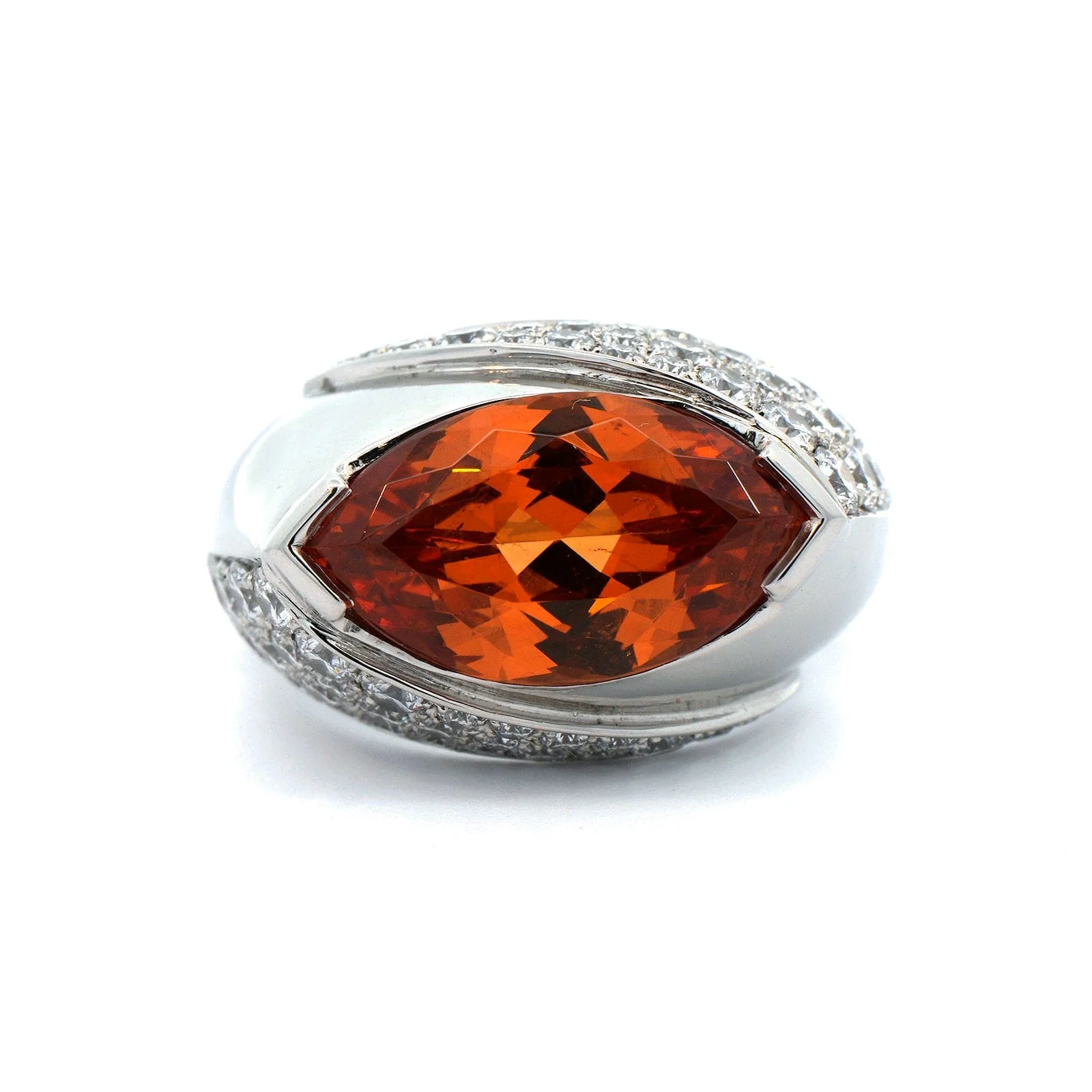 Eclat Jewels Platinum Mandarin Garnet & Diamond Ring - Image 4