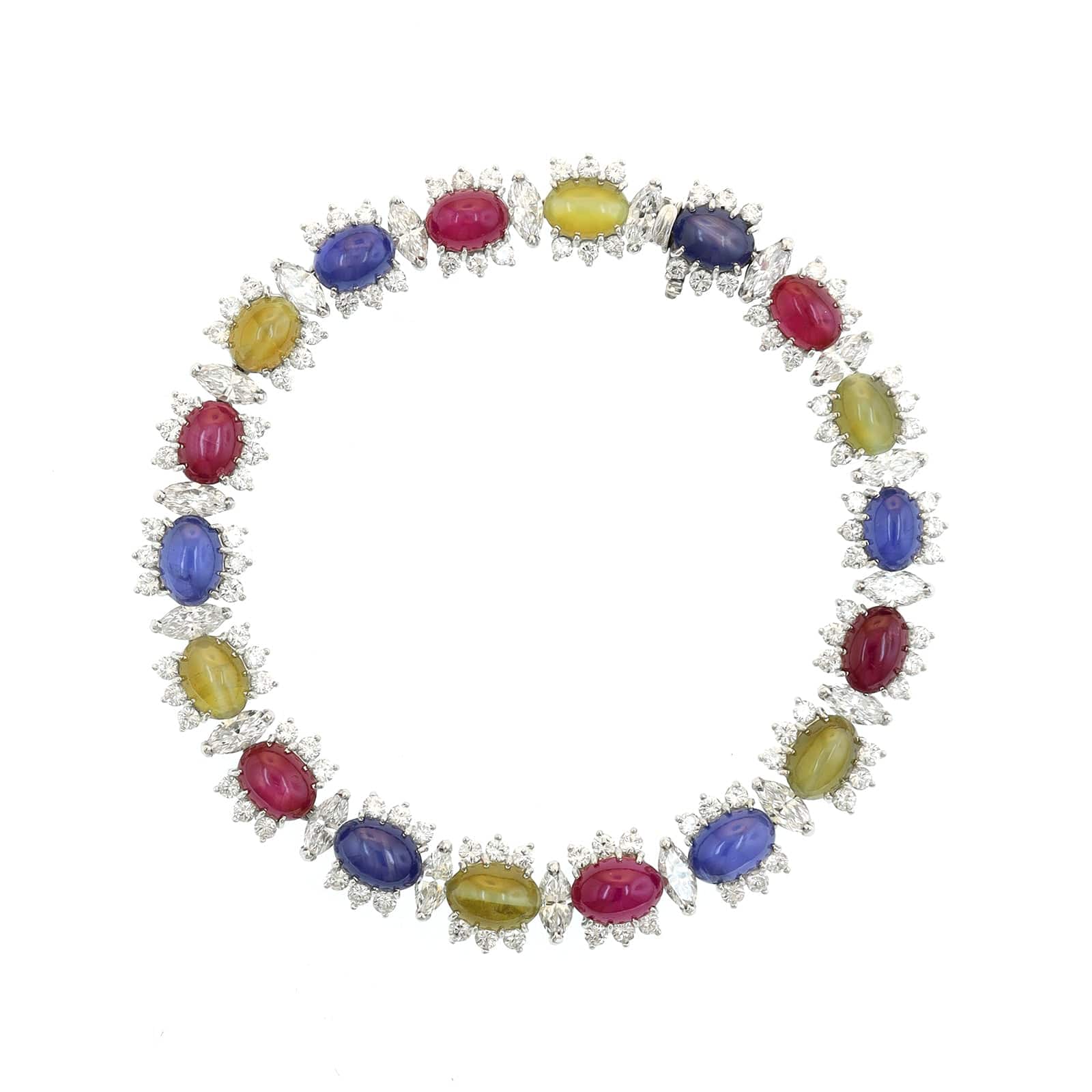 Eclat Jewels Platinum Multi Gemstone and Diamond Halo Bracelet - Image 4