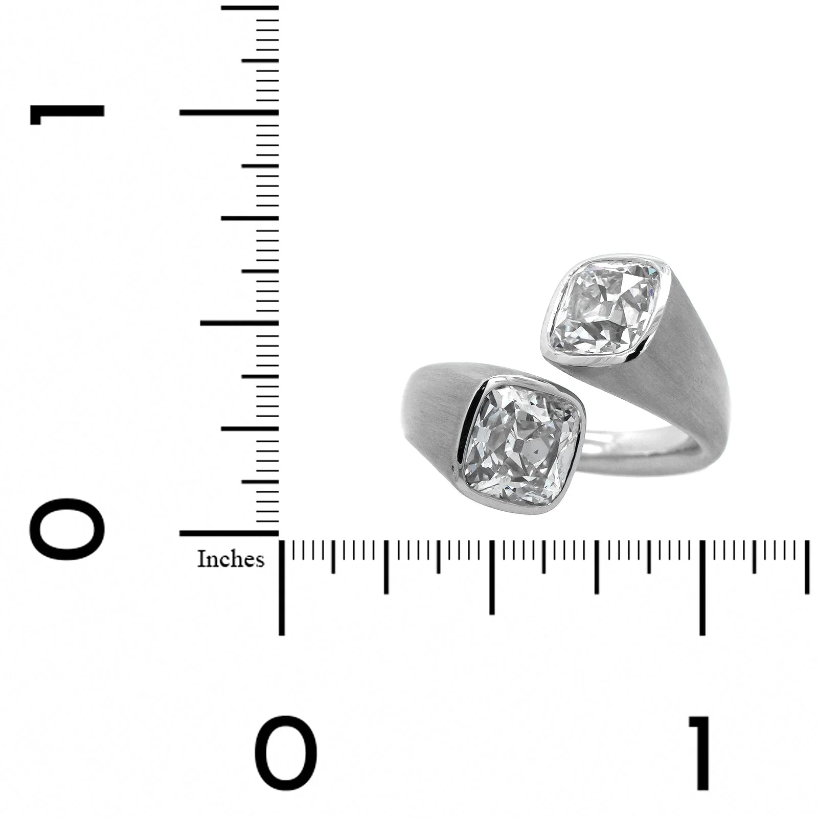 Eclat Jewels Platinum Old Mine Cut Diamond Twin Bypass Ring - Image 3