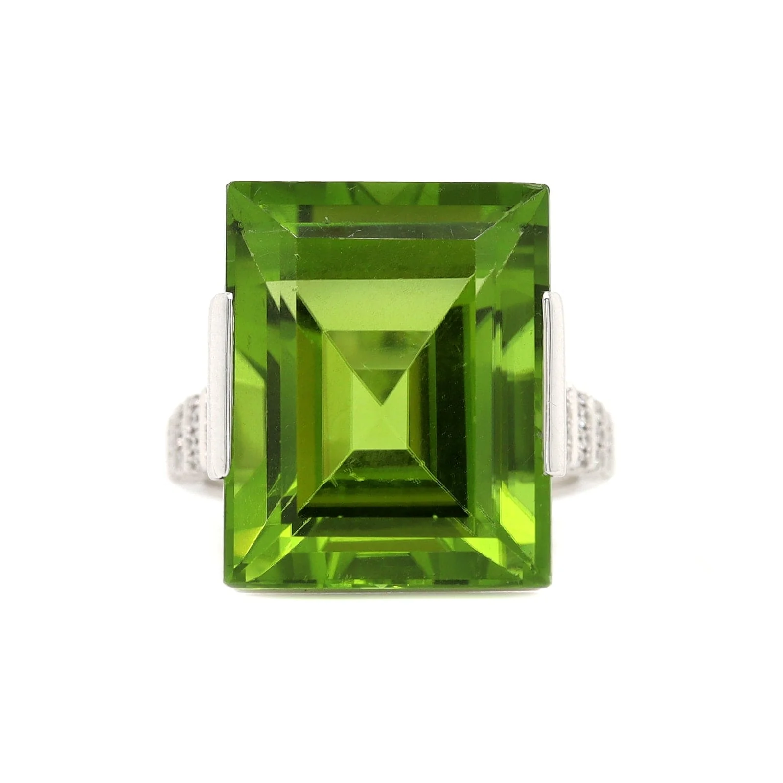 Eclat Jewels Platinum Peridot and Diamond Ring - Image 6