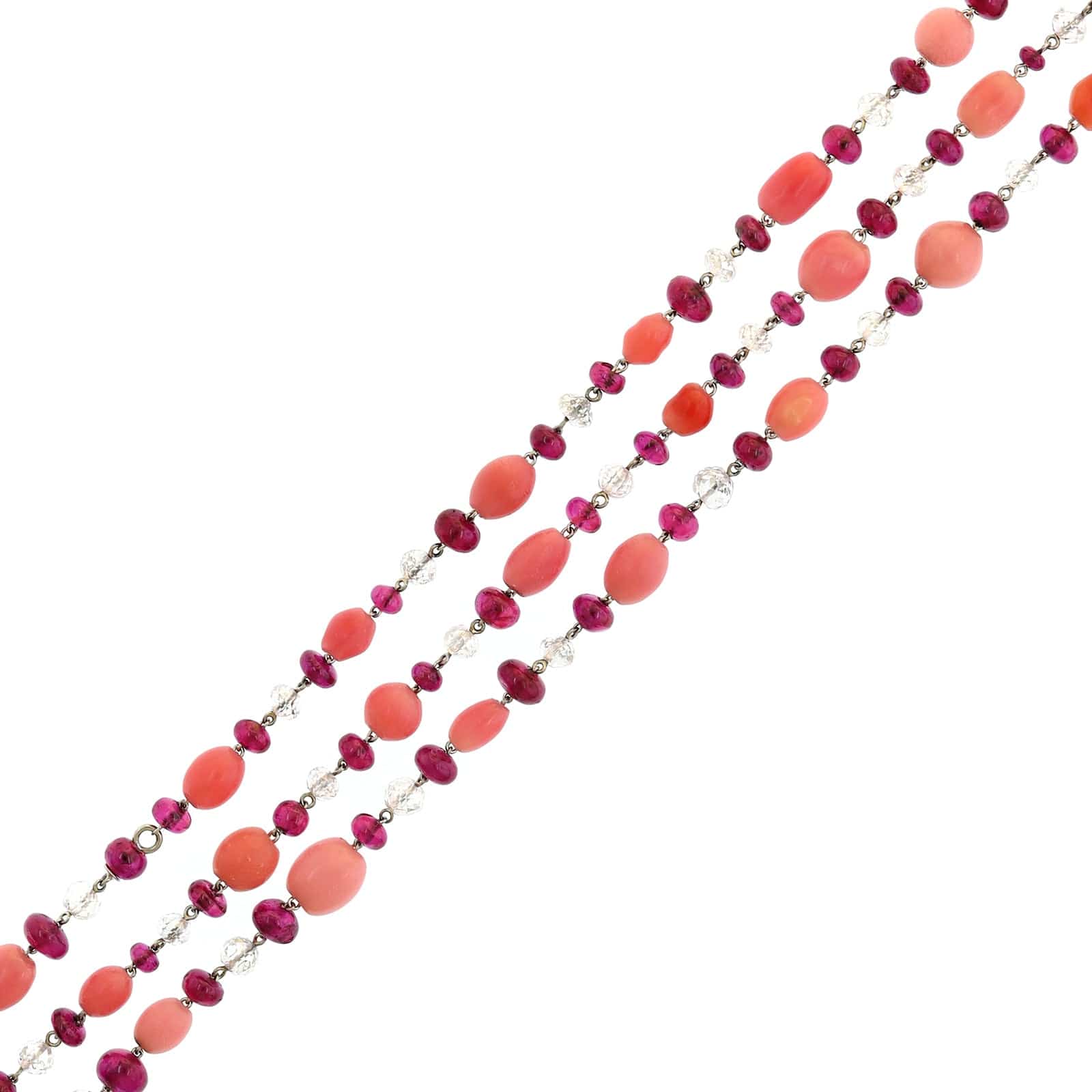 Eclat Jewels Platinum Pink Conch Pearls and Diamond Briolettes Necklace - Image 3