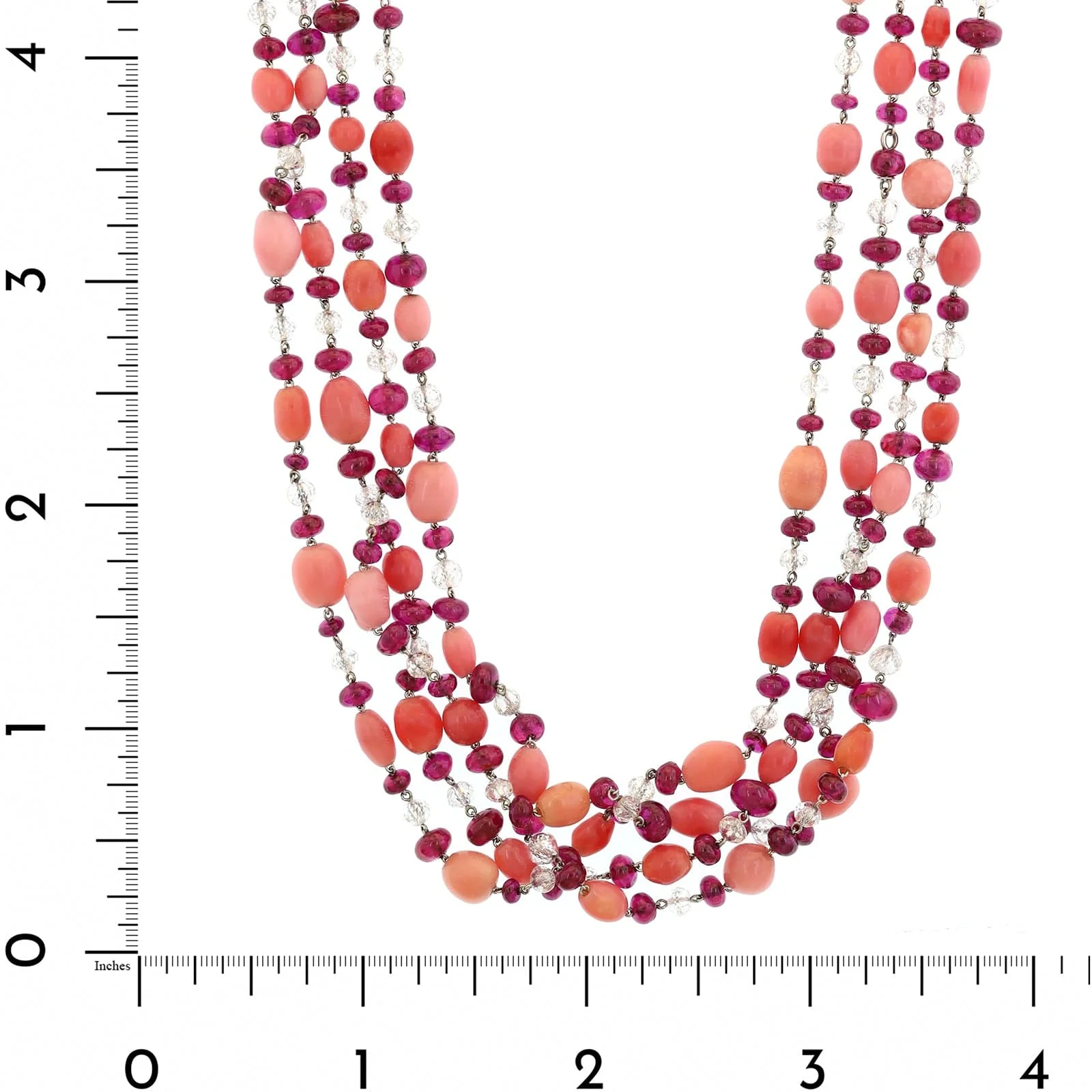 Eclat Jewels Platinum Pink Conch Pearls and Diamond Briolettes Necklace - Image 4